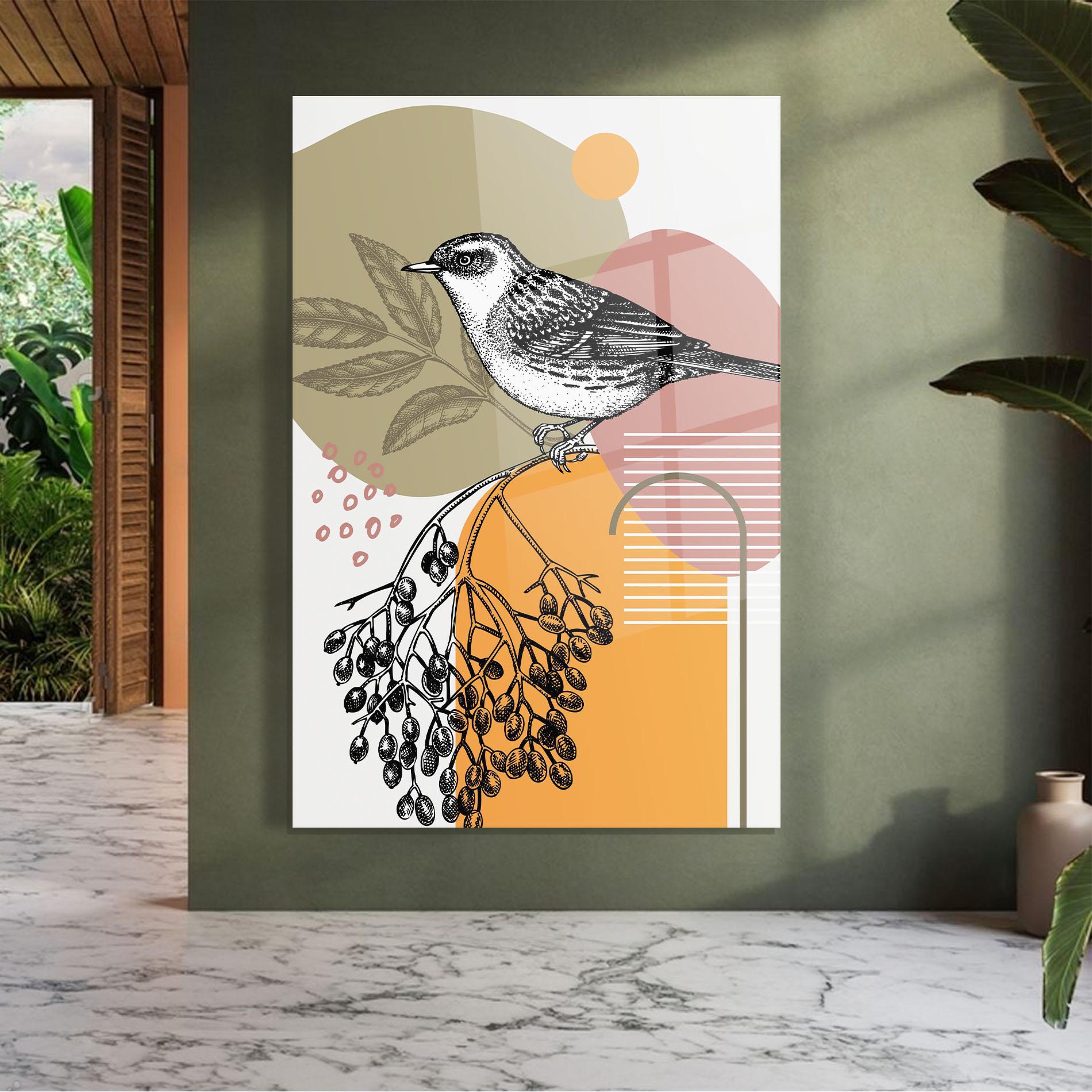 Glasbild Bird Collage mockup 7