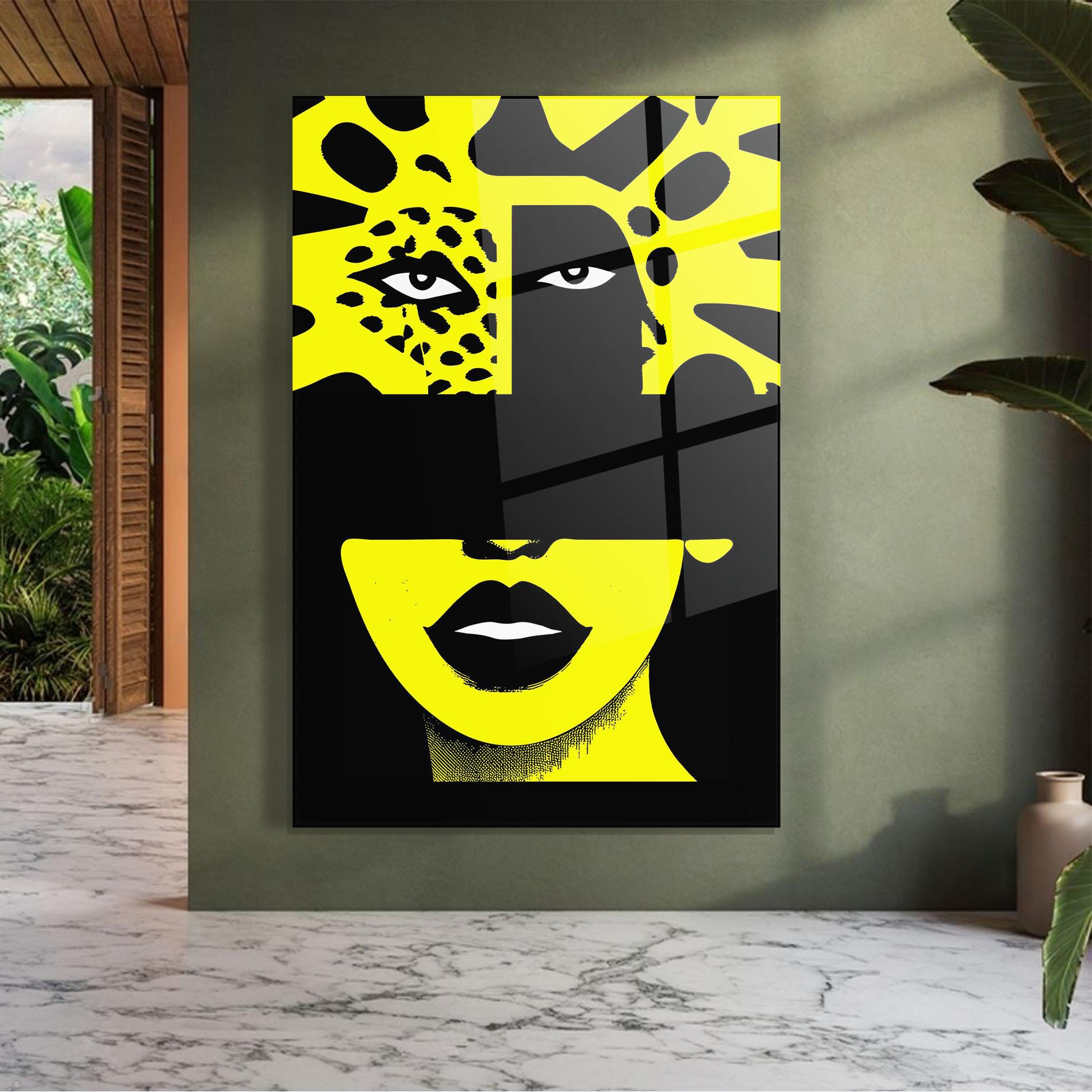 Glasbild Jaguar Woman Art mockup 7