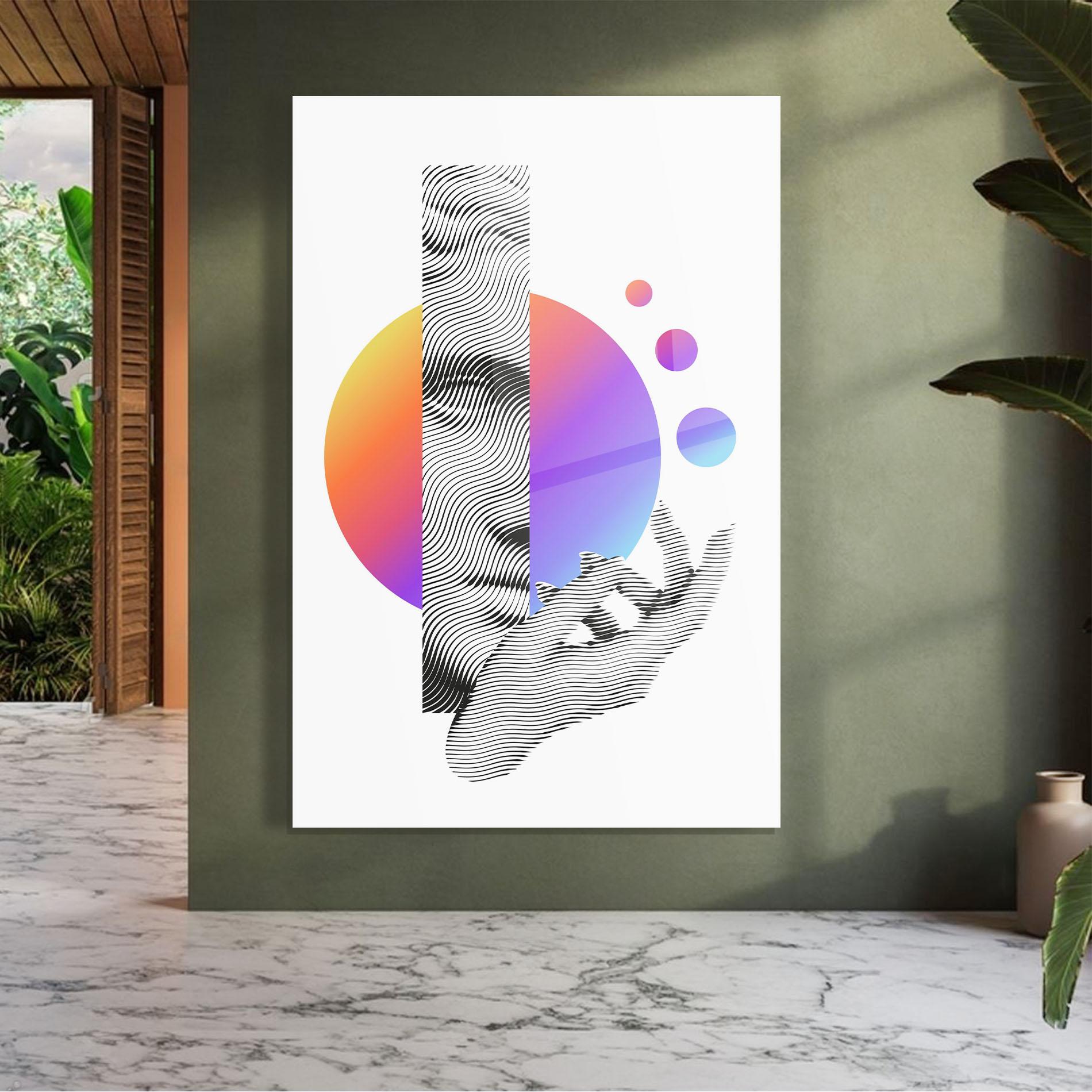 Glasbild Orange Light Statue mockup 7