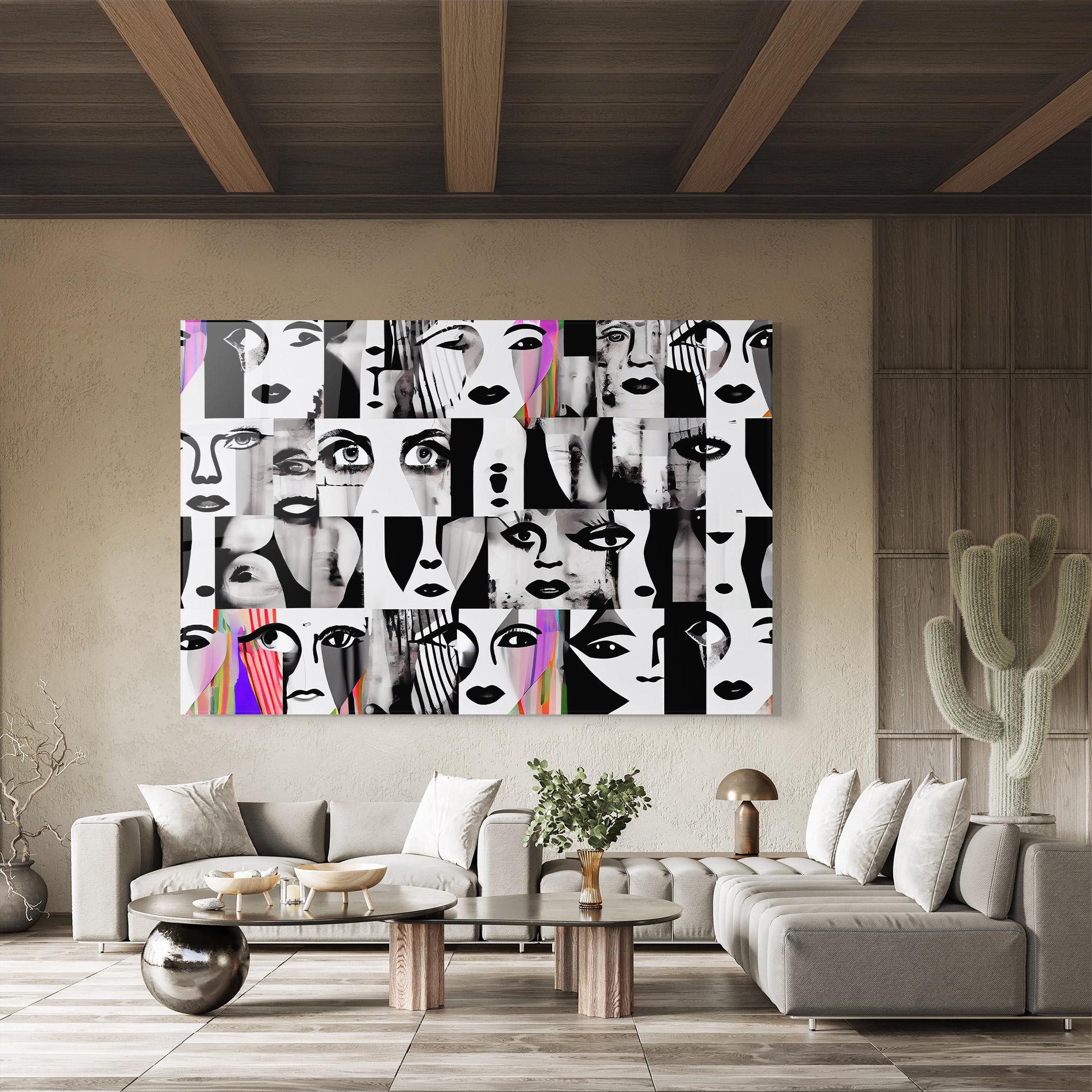 Glasbild Black White Face mockup 8