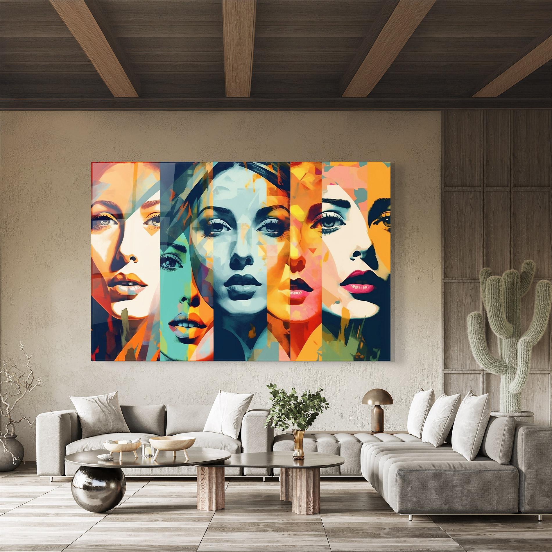 Glasbild Colorful Abstract Face mockup 8