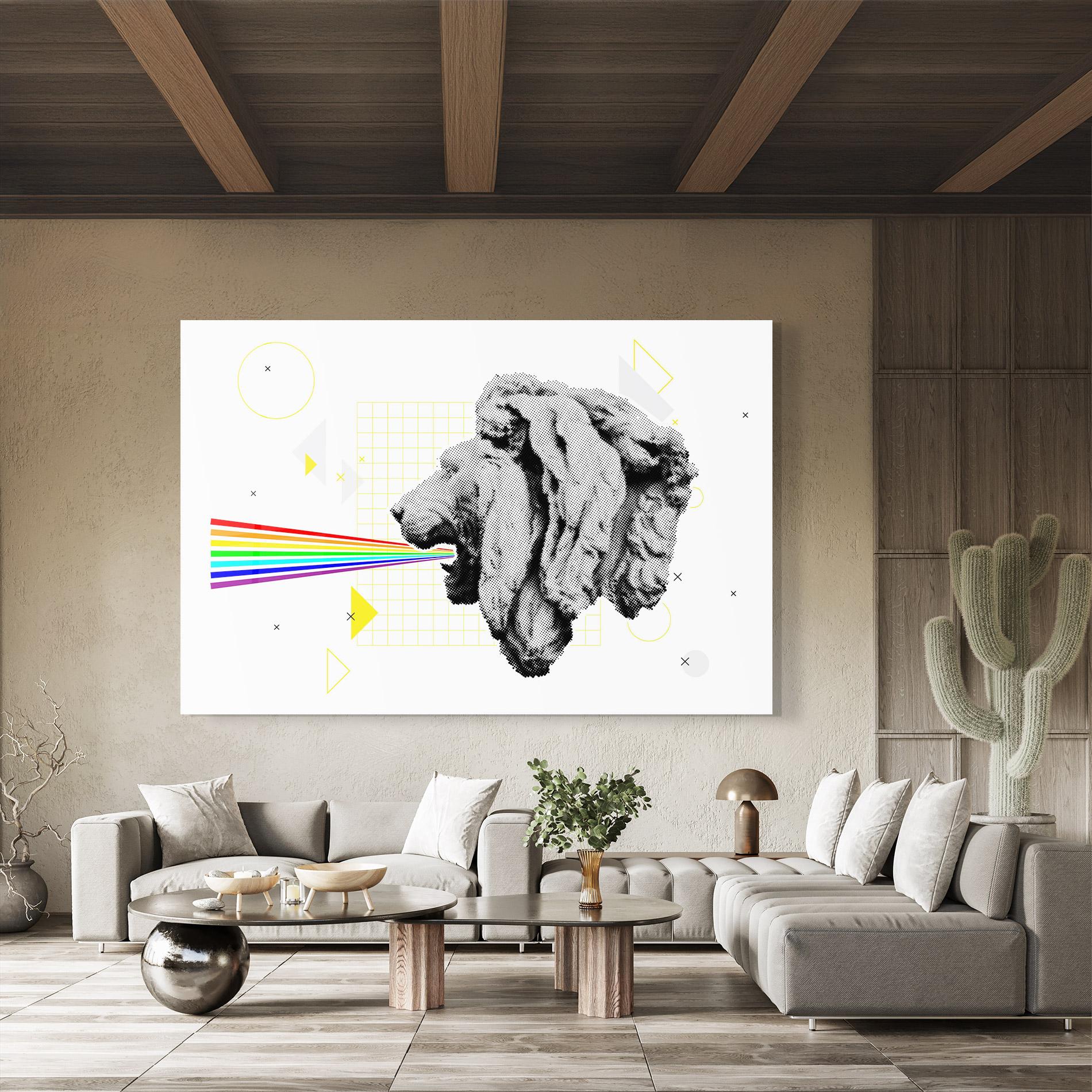 Glasbild Lion Collage mockup 8