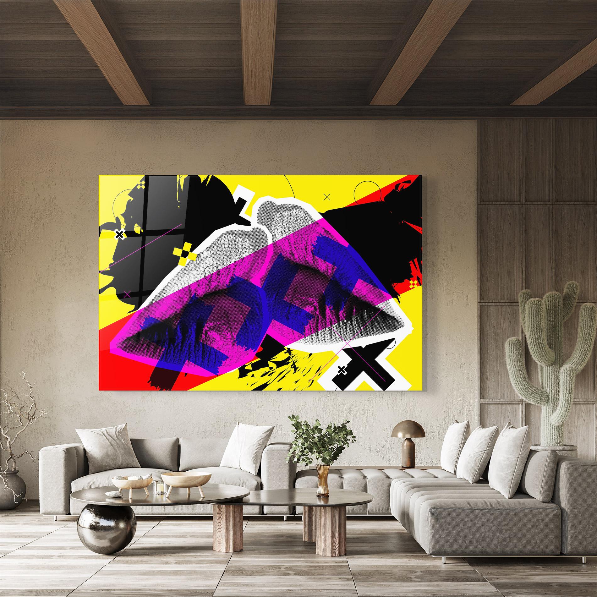 Glasbild Lips Purple Light mockup 8