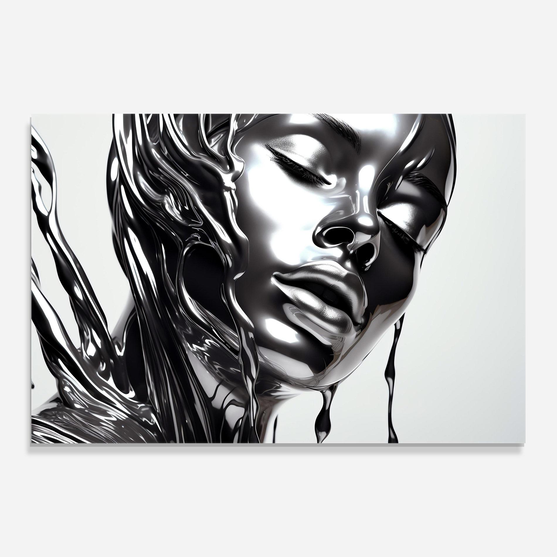 Glasbild Silver Liquid Woman mockup 0