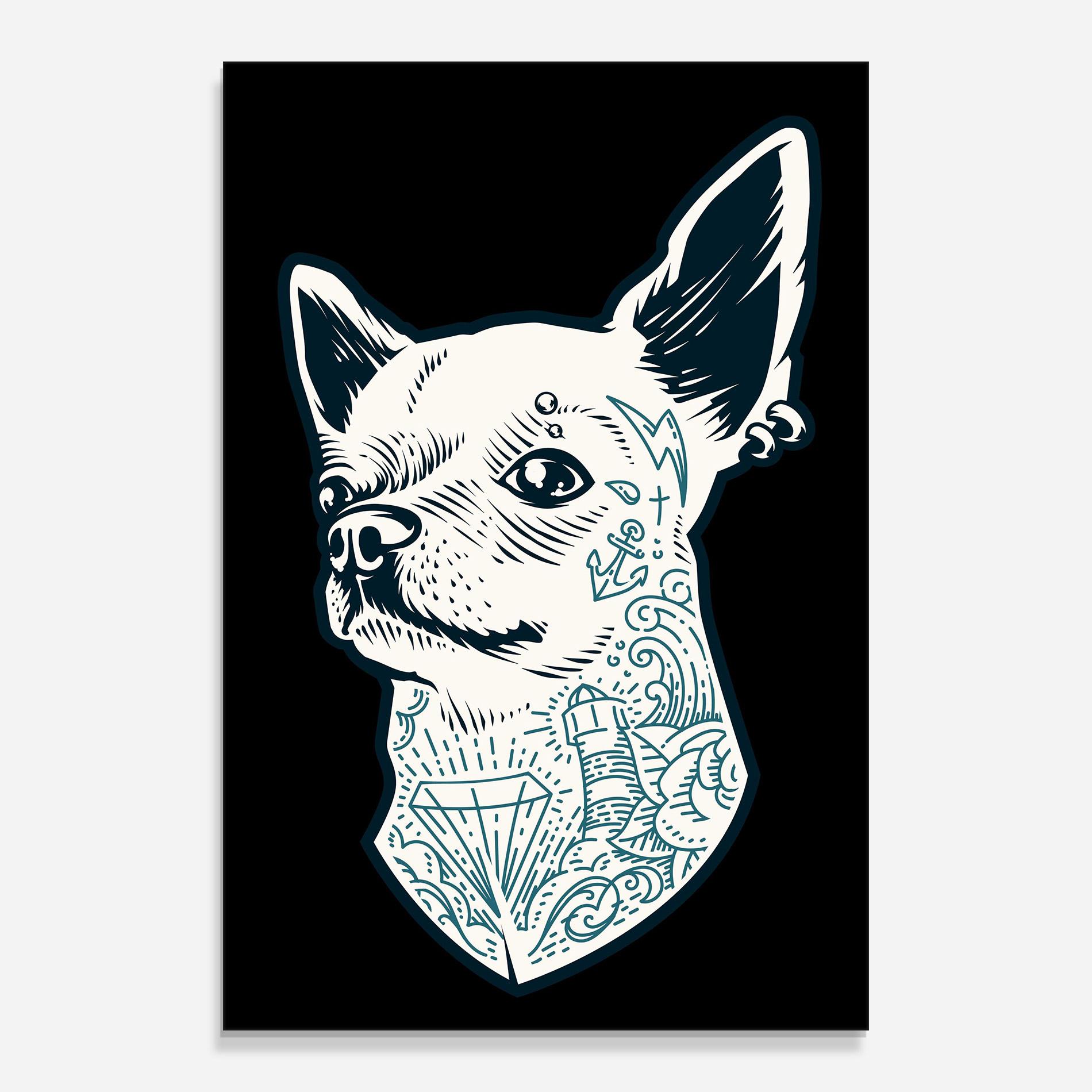 Glasbild Chihuahua Tattoo mockup 0