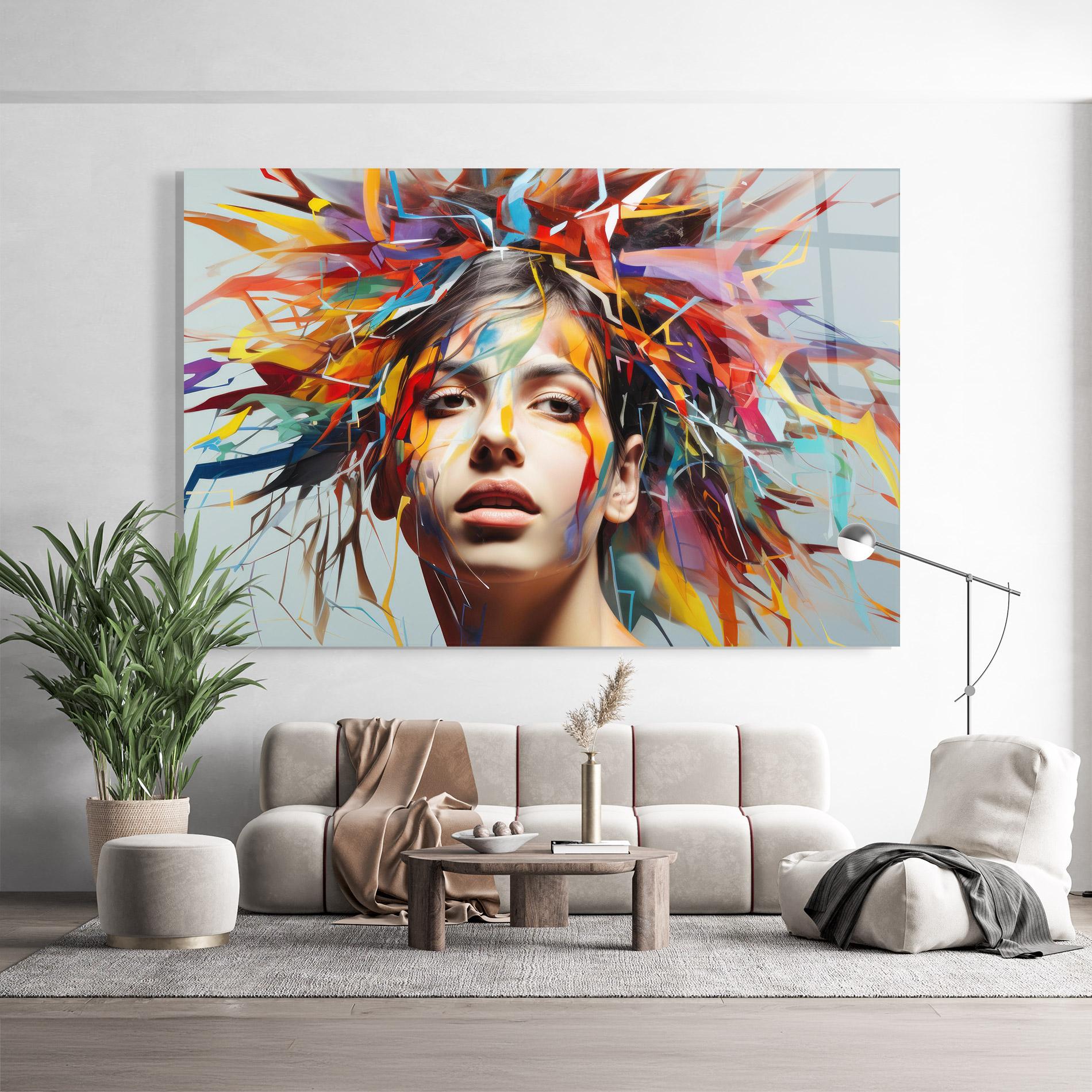 Glasbild Colorful Paint Hair mockup 9