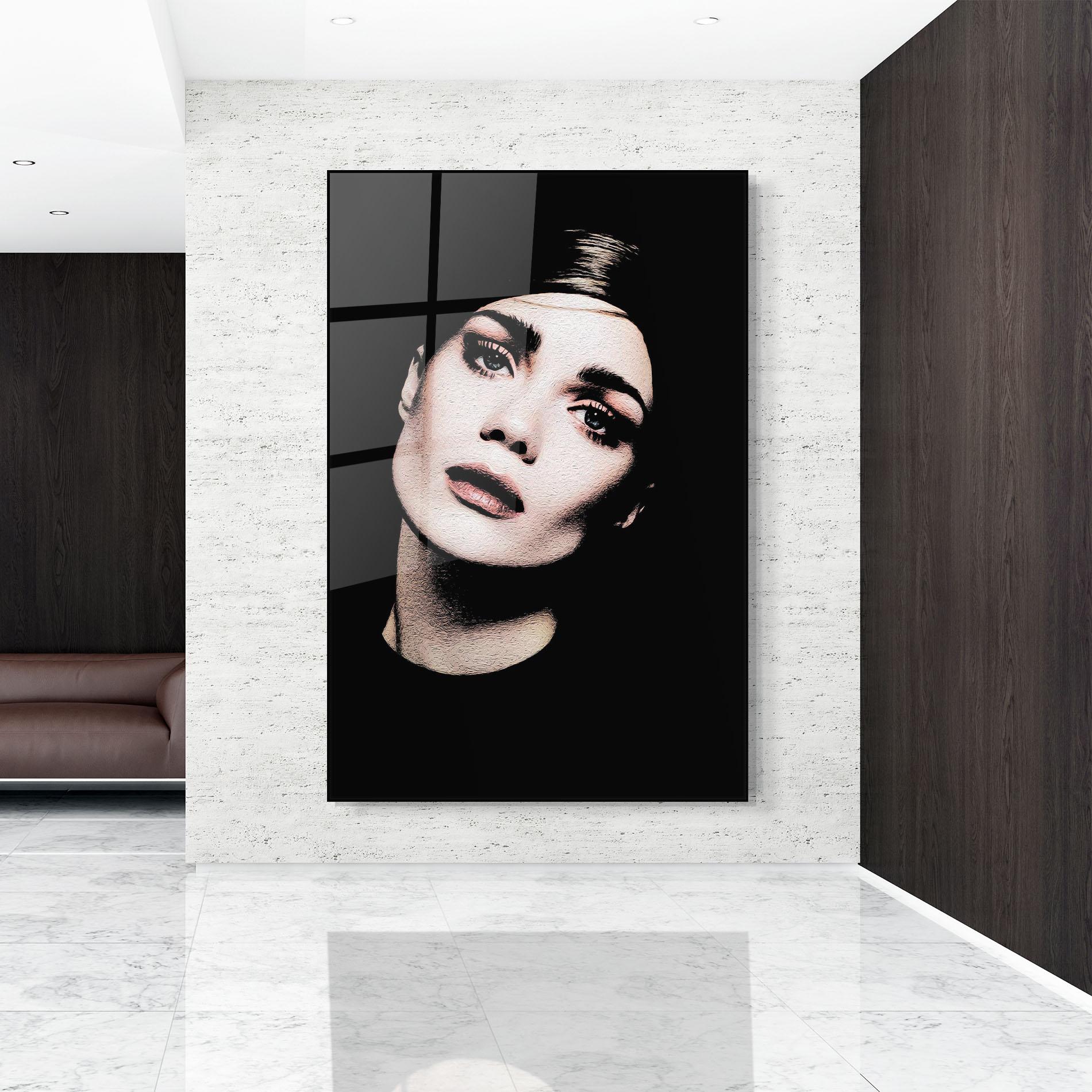 Glasbild Blue Eyes Lady mockup 9