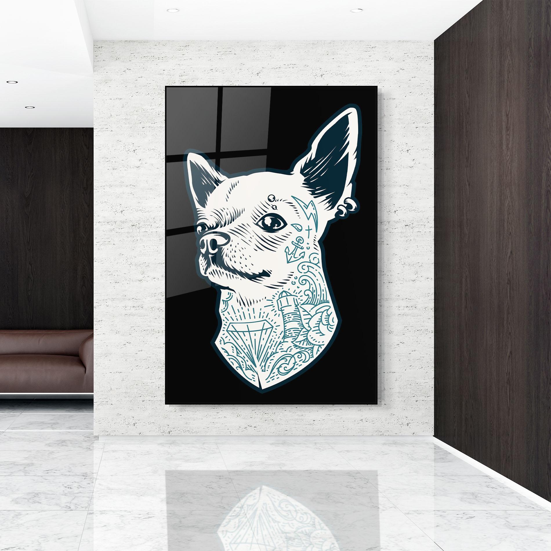 Glasbild Chihuahua Tattoo mockup 9