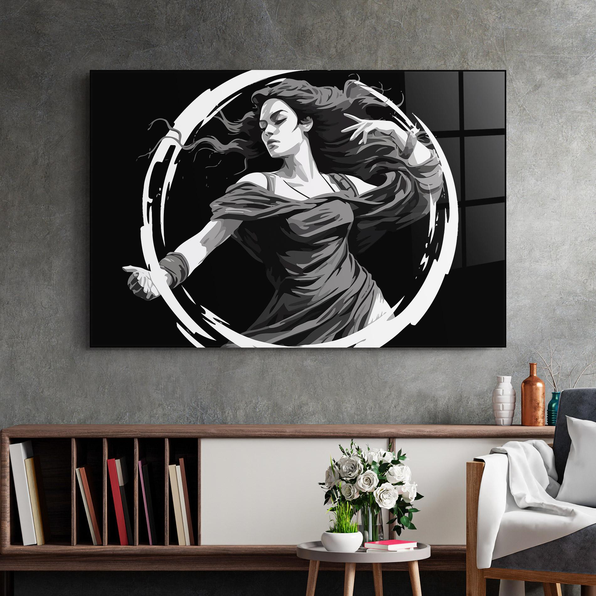 Glasbild Circle Grey Lady mockup 2