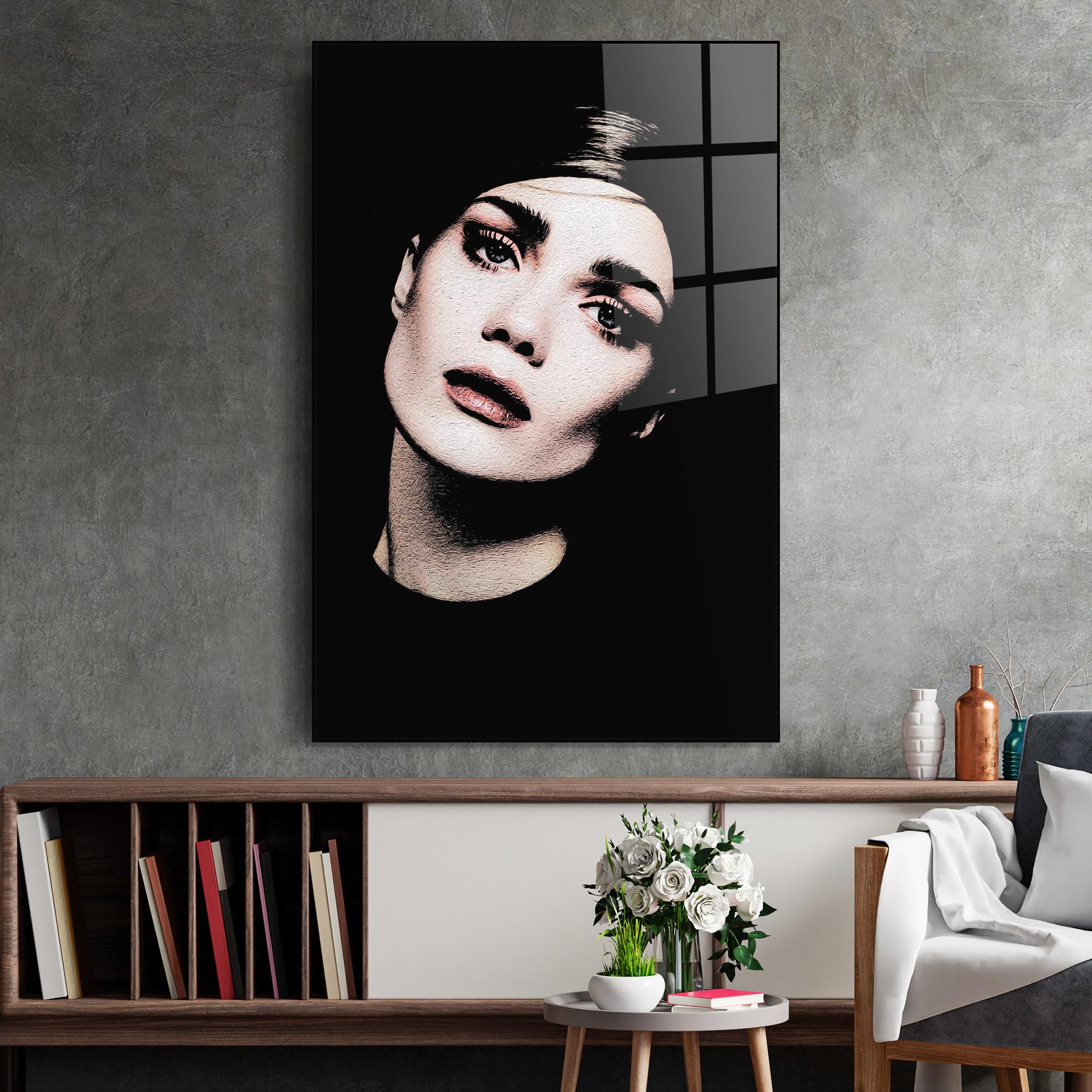 Glasbild Blue Eyes Lady mockup 2