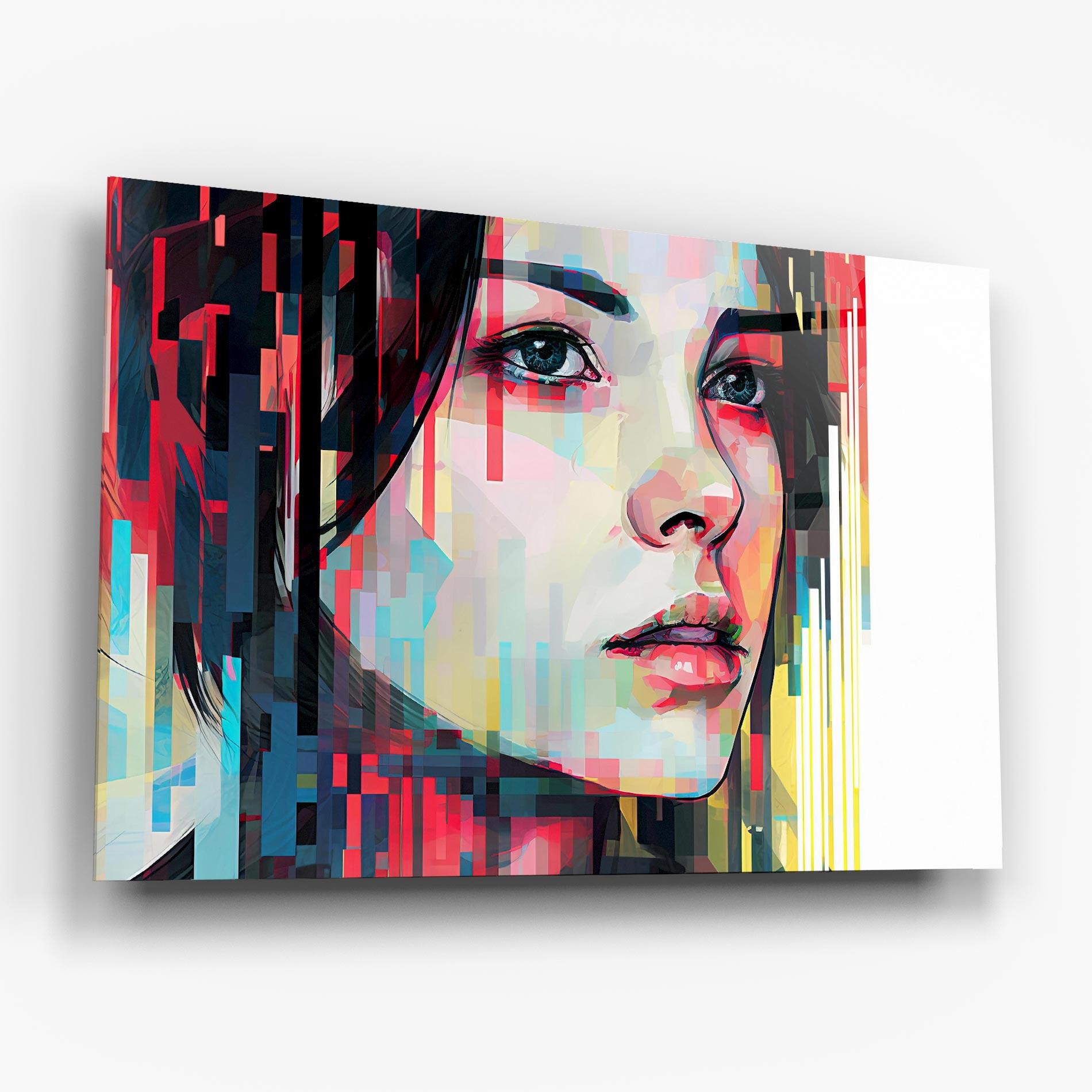 Glasbild Colorful Glitchy Girl mockup 6