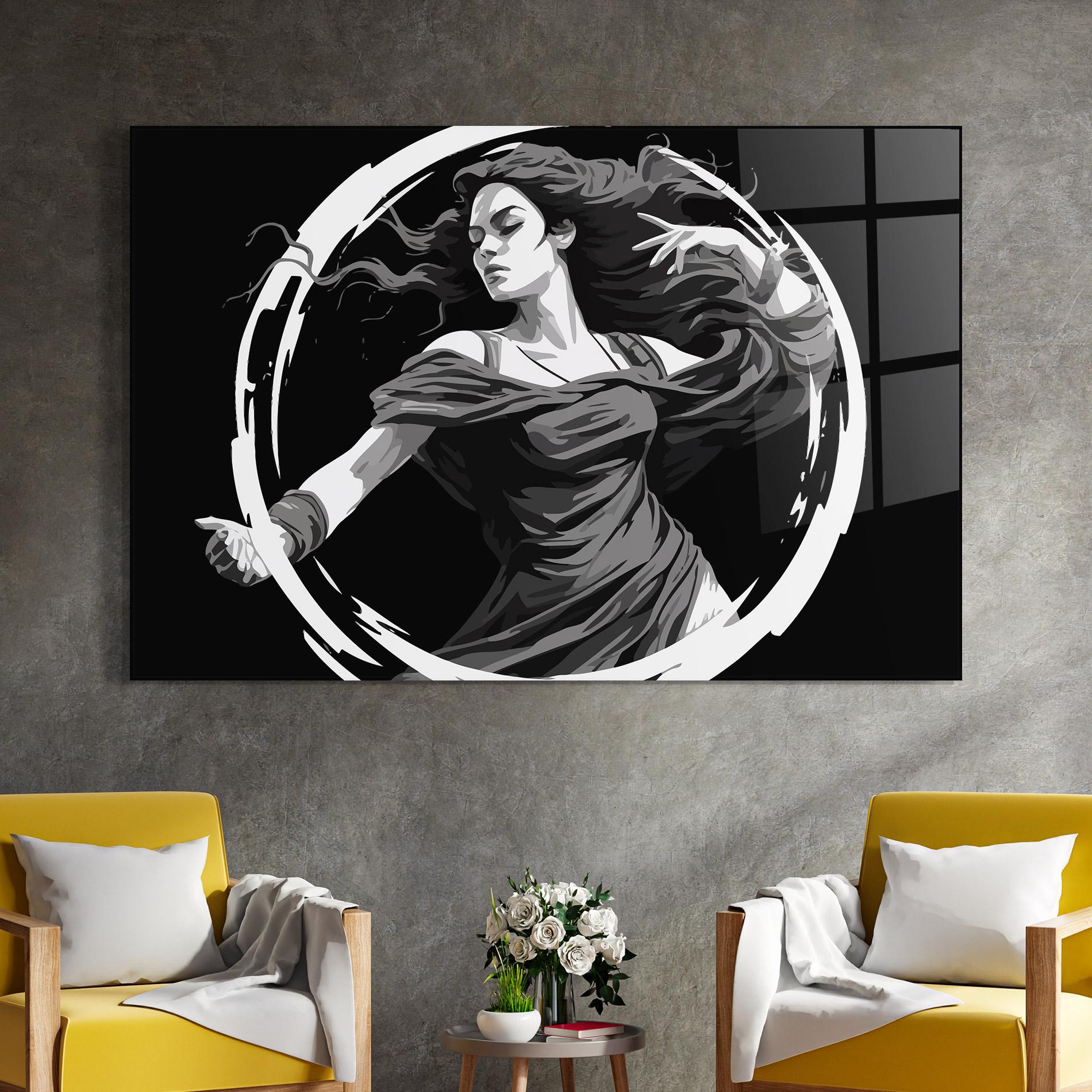 Glasbild Circle Grey Lady mockup 4