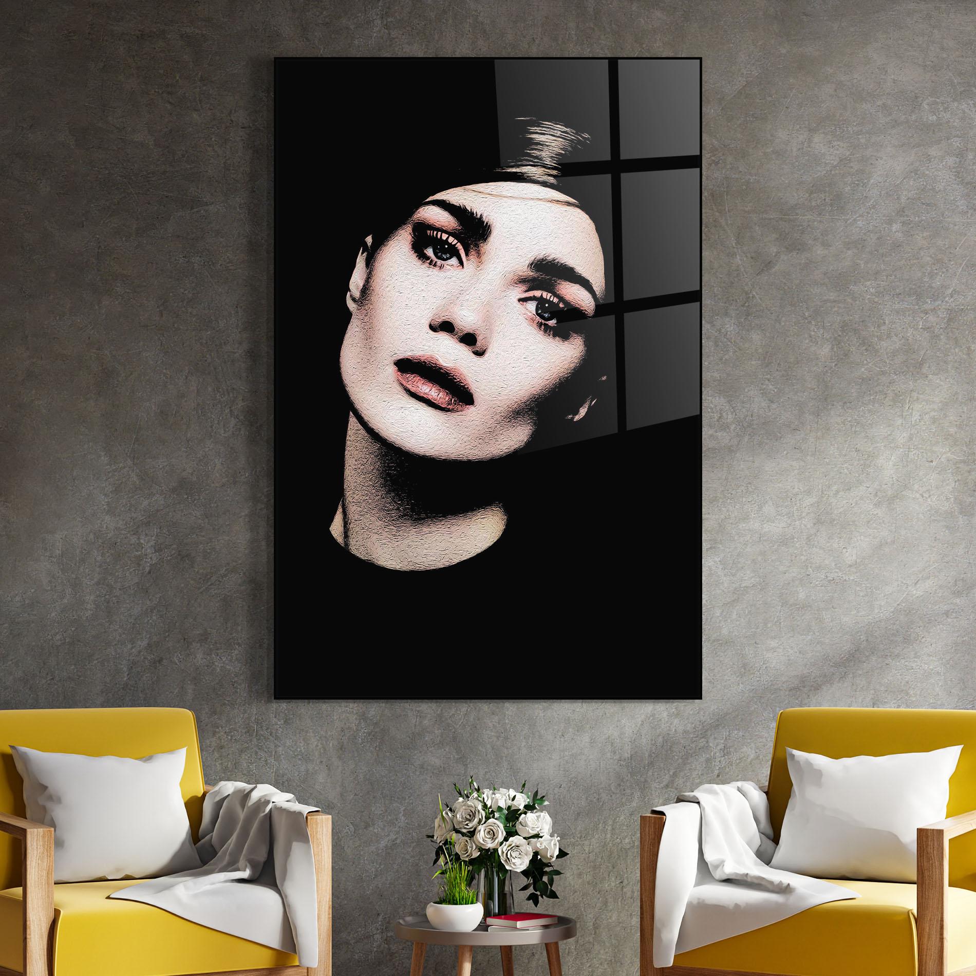 Glasbild Blue Eyes Lady mockup 4