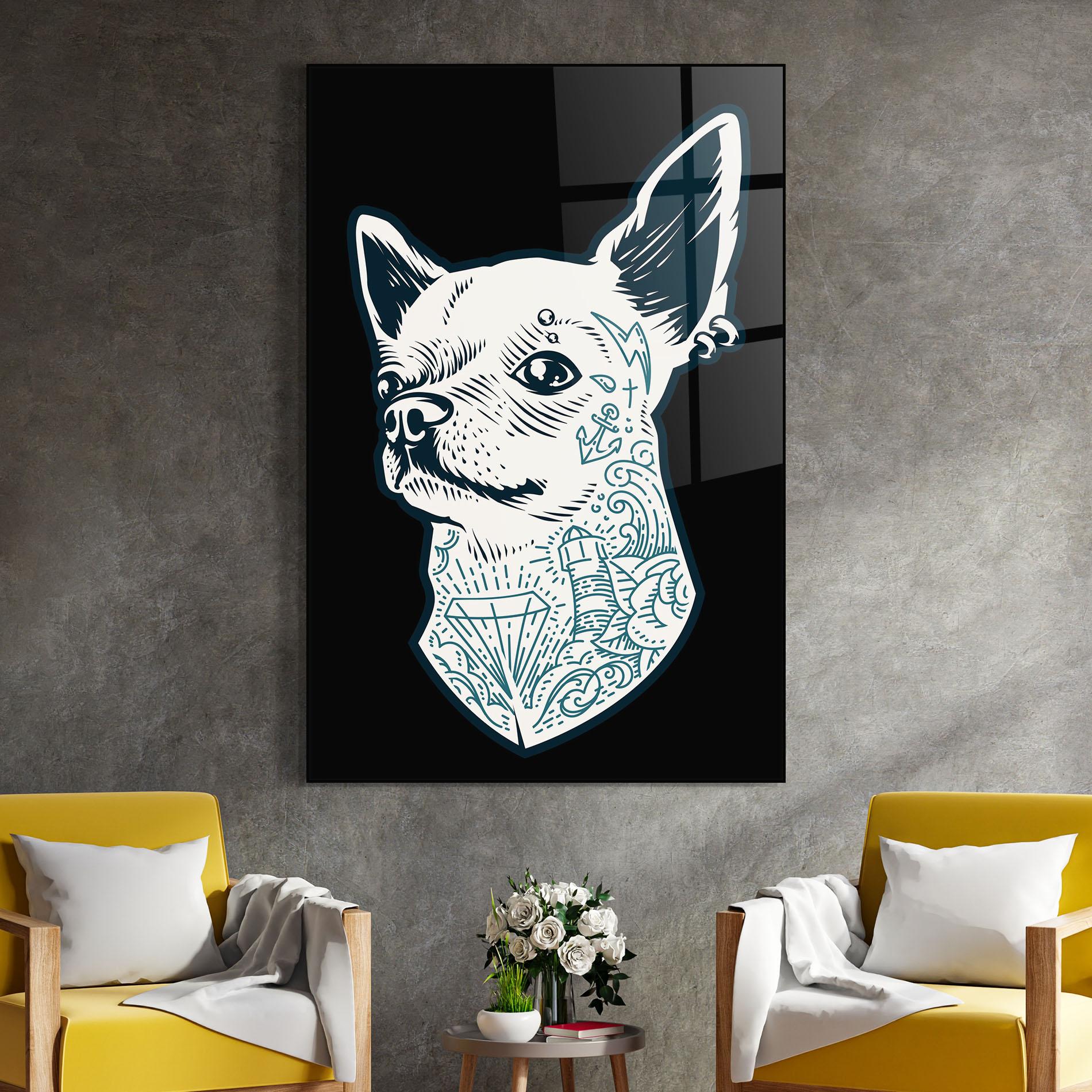 Glasbild Chihuahua Tattoo mockup 4