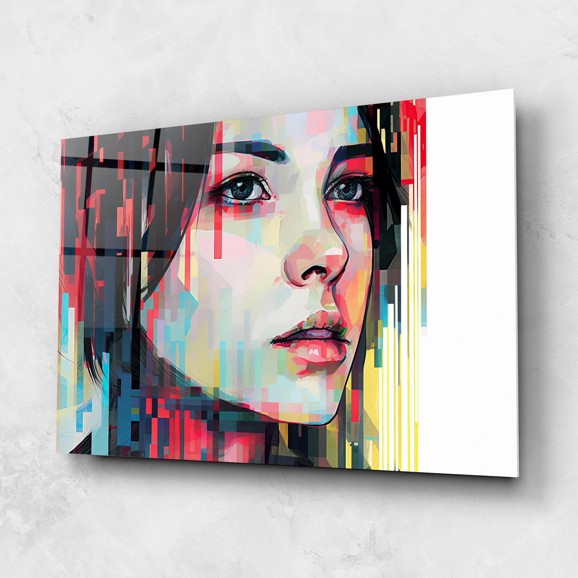Glasbild Colorful Glitchy Girl mockup 1
