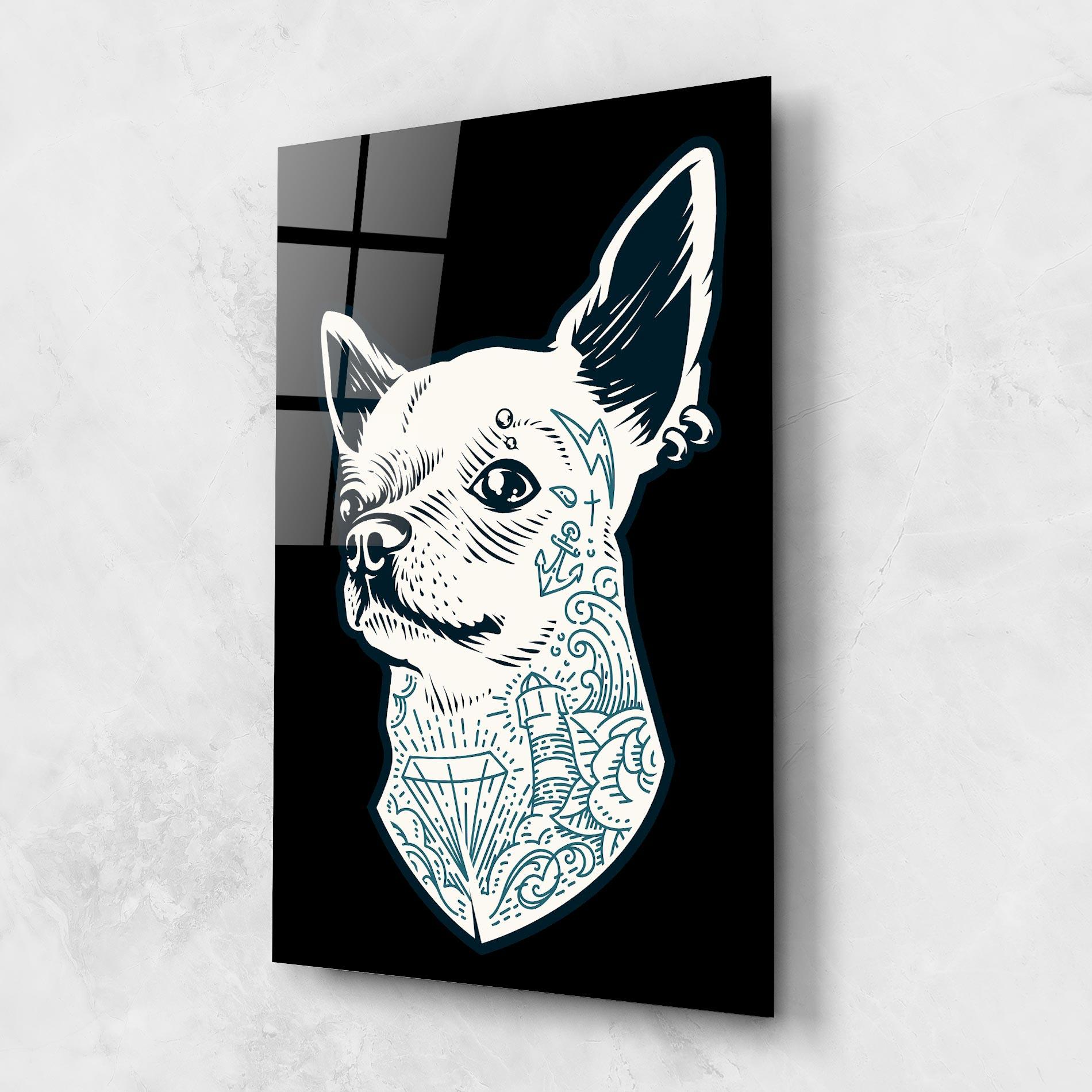 Glasbild Chihuahua Tattoo mockup 1