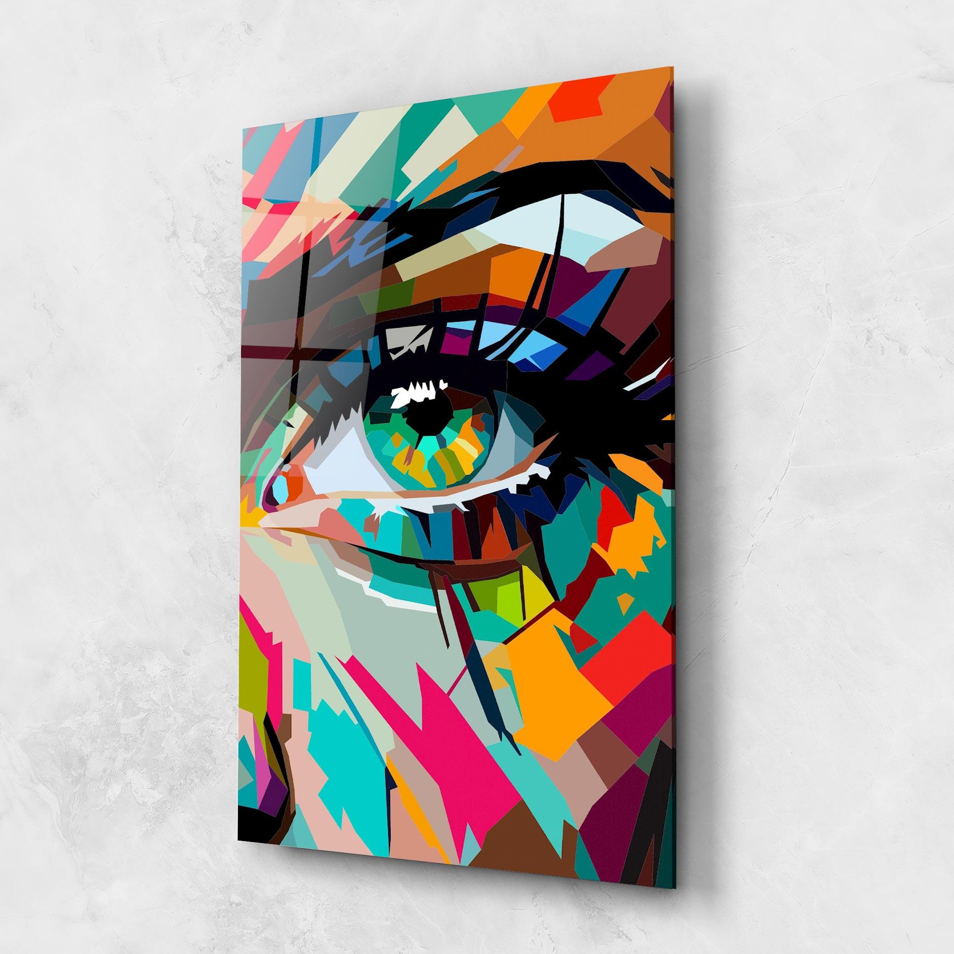 Glasbild Colorful Eye mockup 1