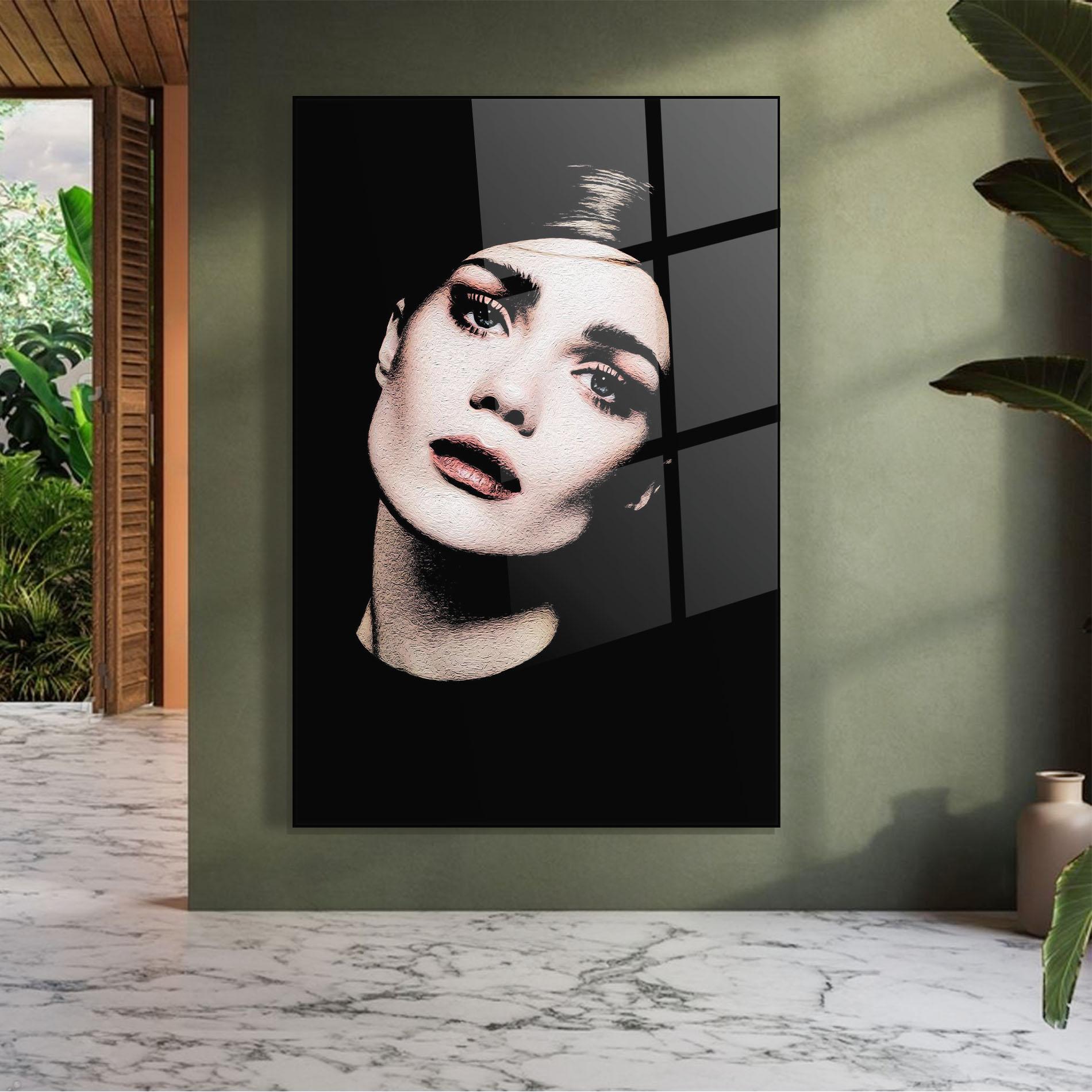 Glasbild Blue Eyes Lady mockup 7