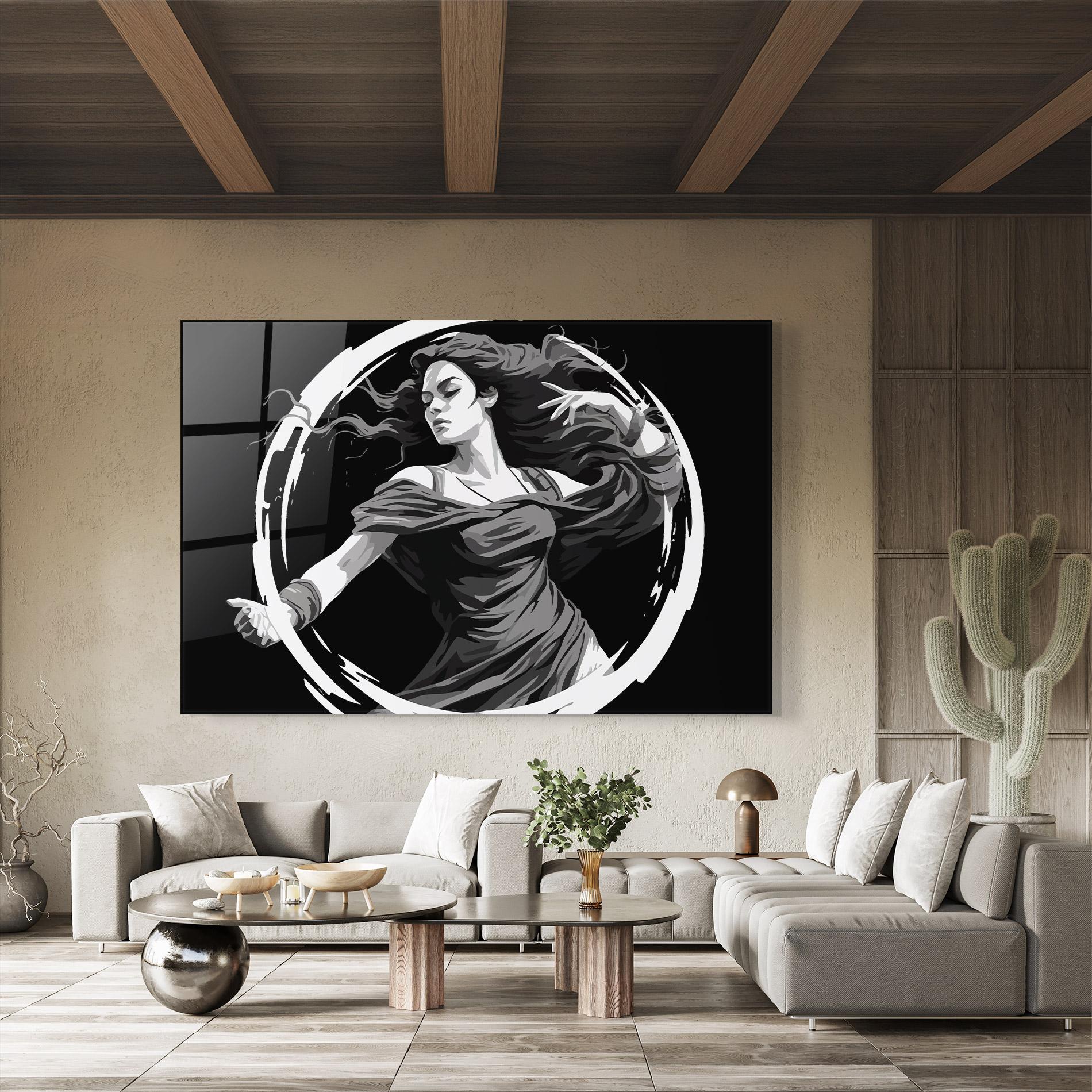Glasbild Circle Grey Lady mockup 8