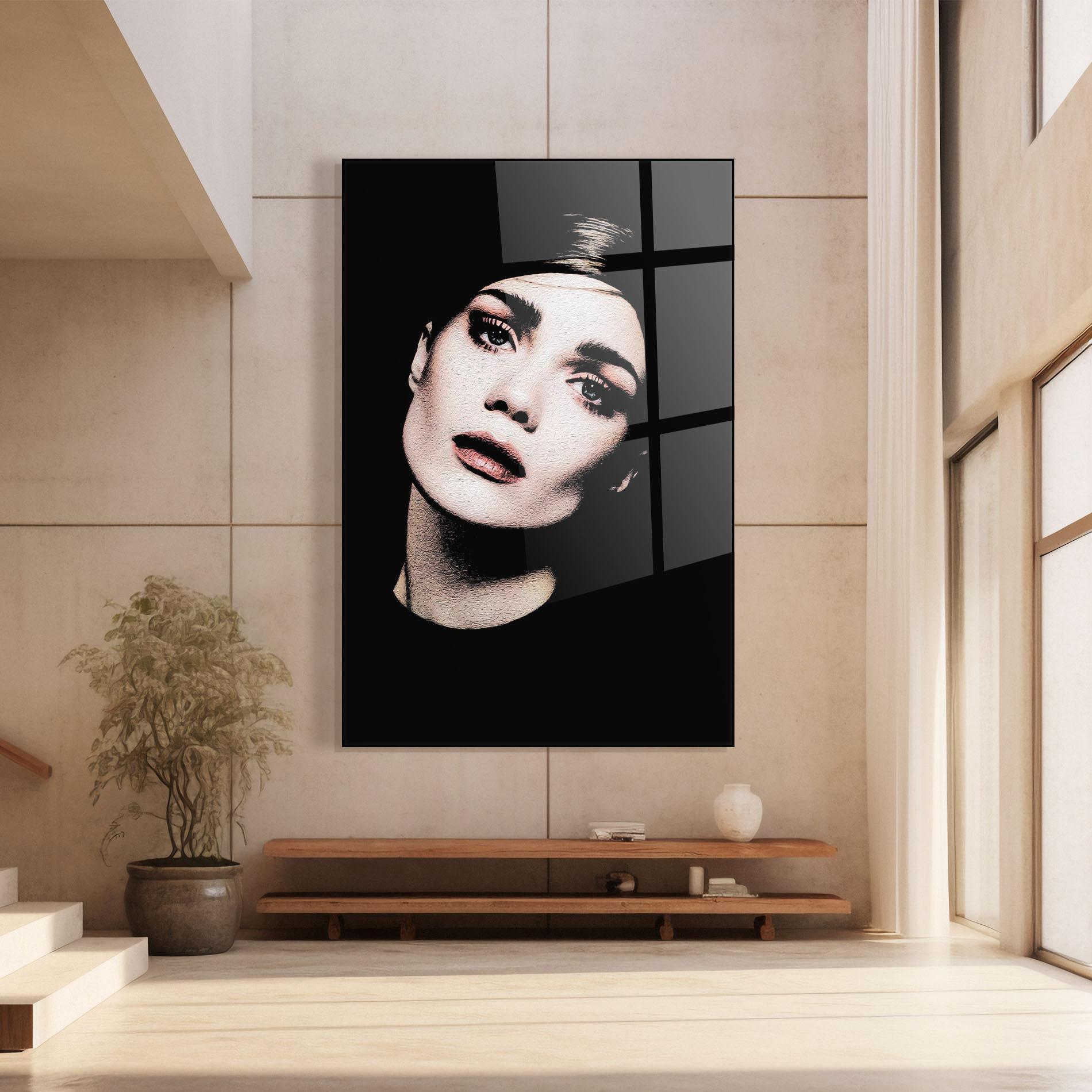 Glasbild Blue Eyes Lady mockup 8