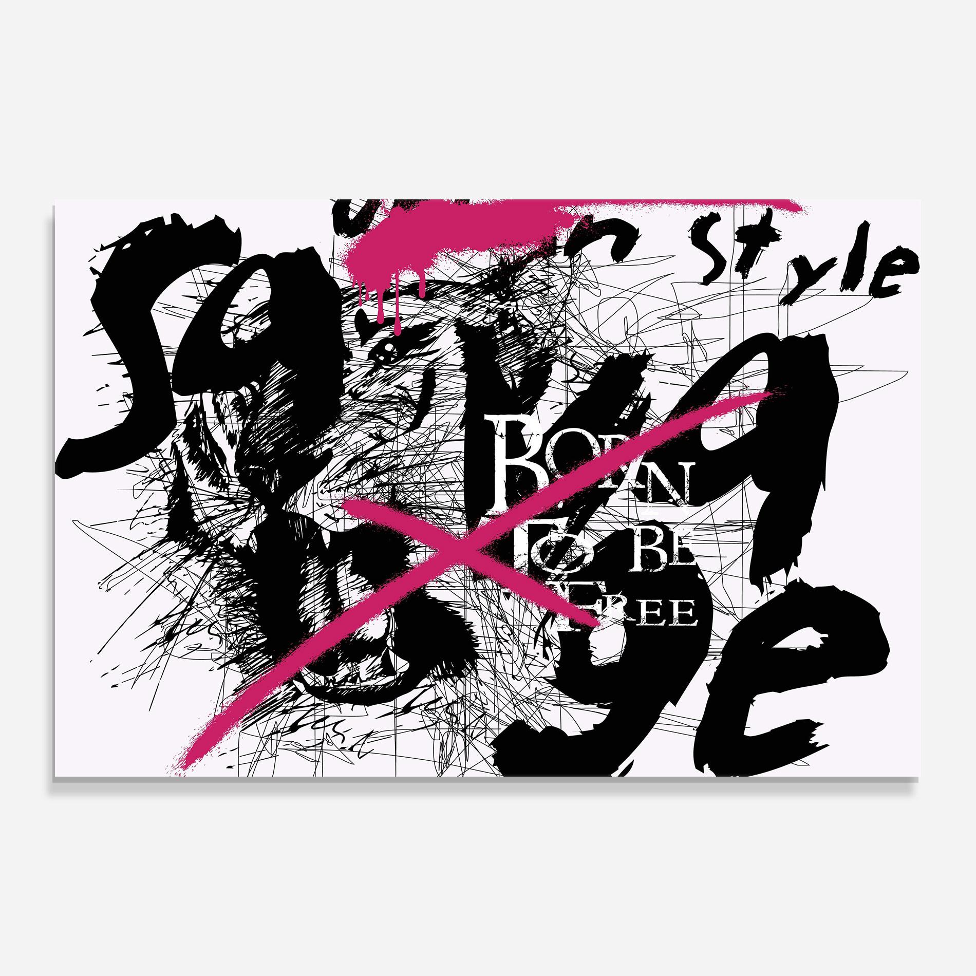 Glasbild Born Free Graffiti mockup 0