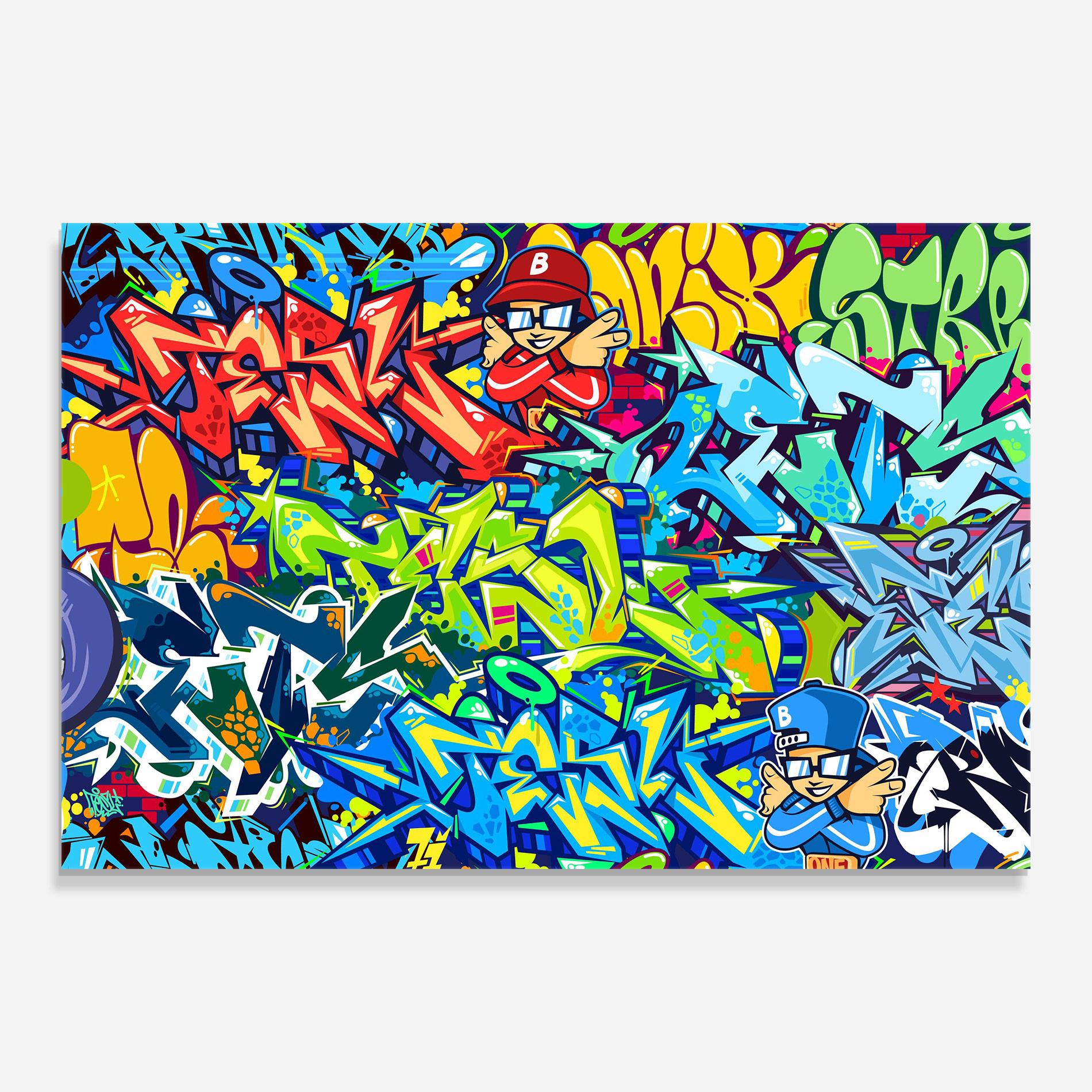 Glasbild Colorful Graffiti mockup 0