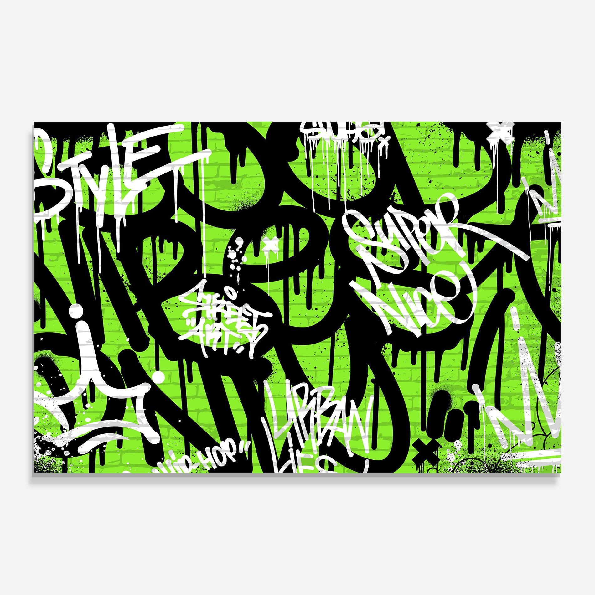 Glasbild Graffiti Green Style mockup 0