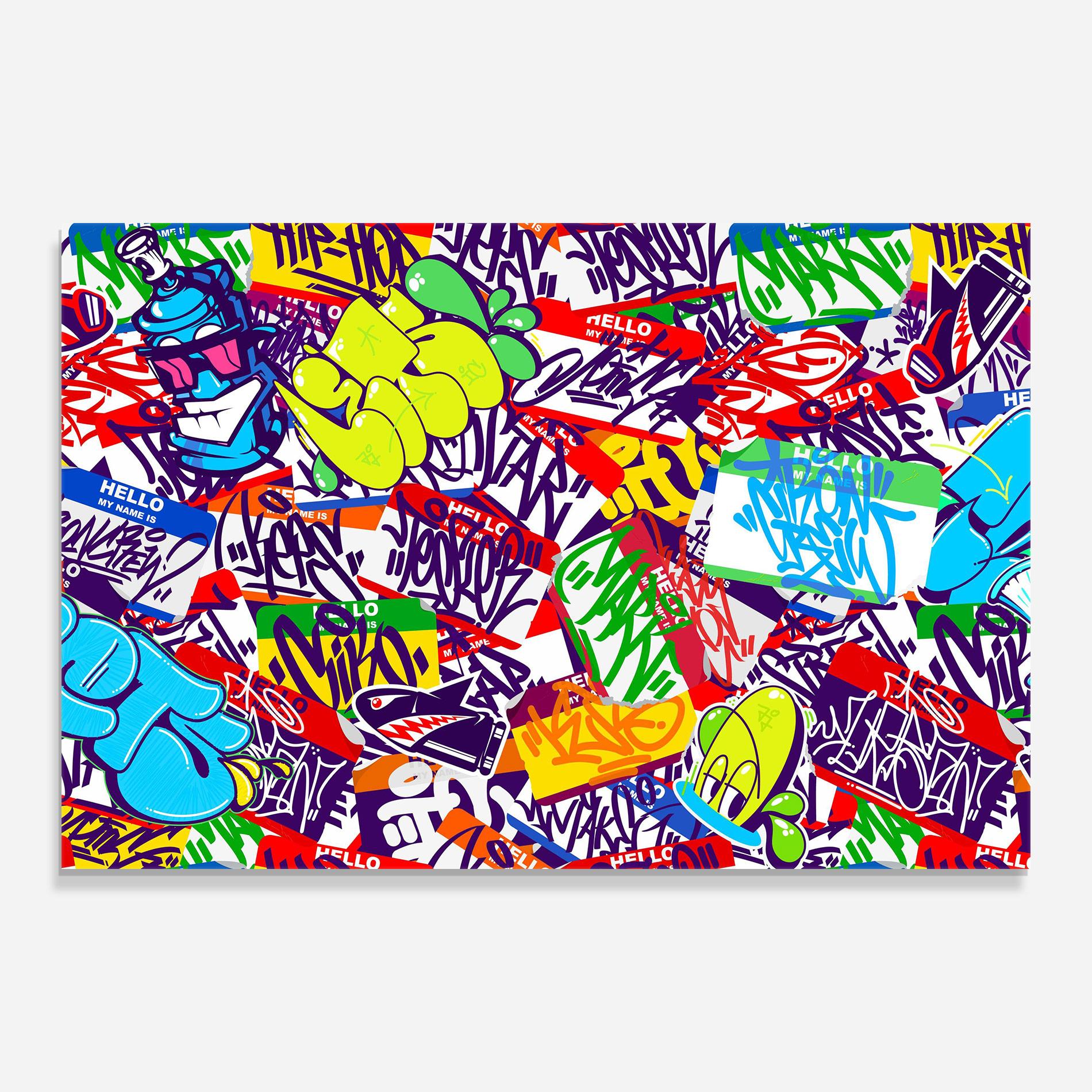 Glasbild Hello Graffiti Name mockup 0