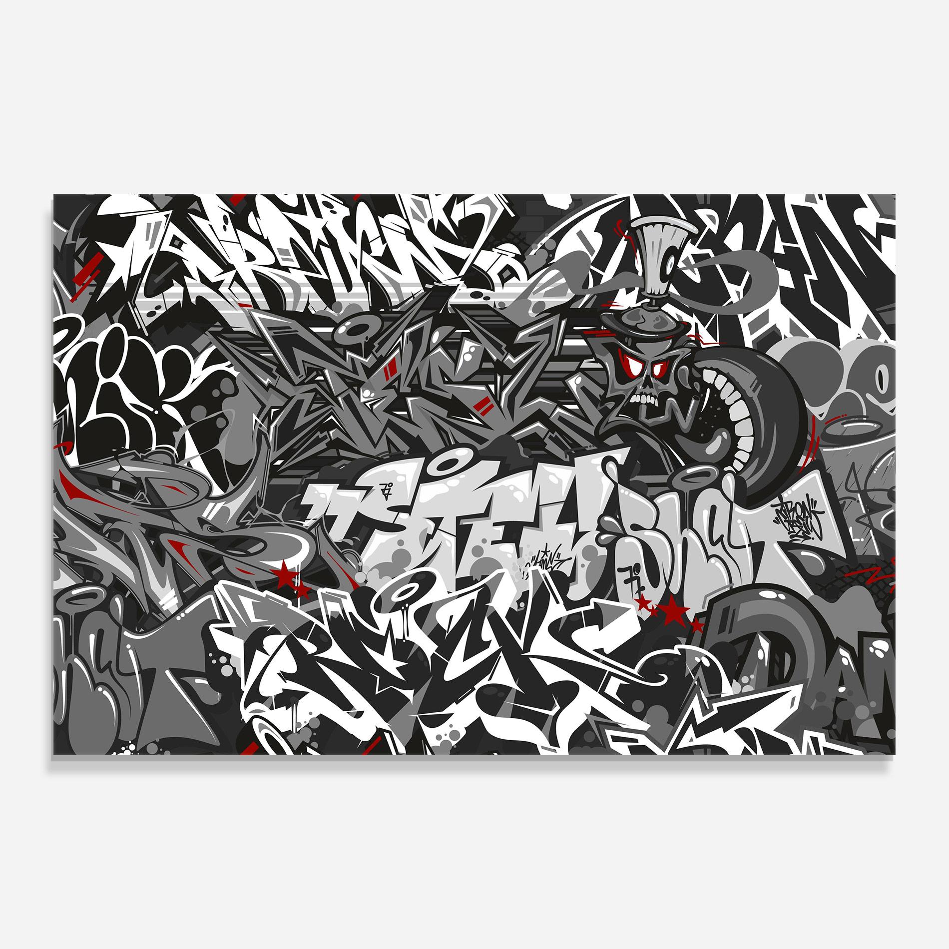 Glasbild Skull Graffiti mockup 0