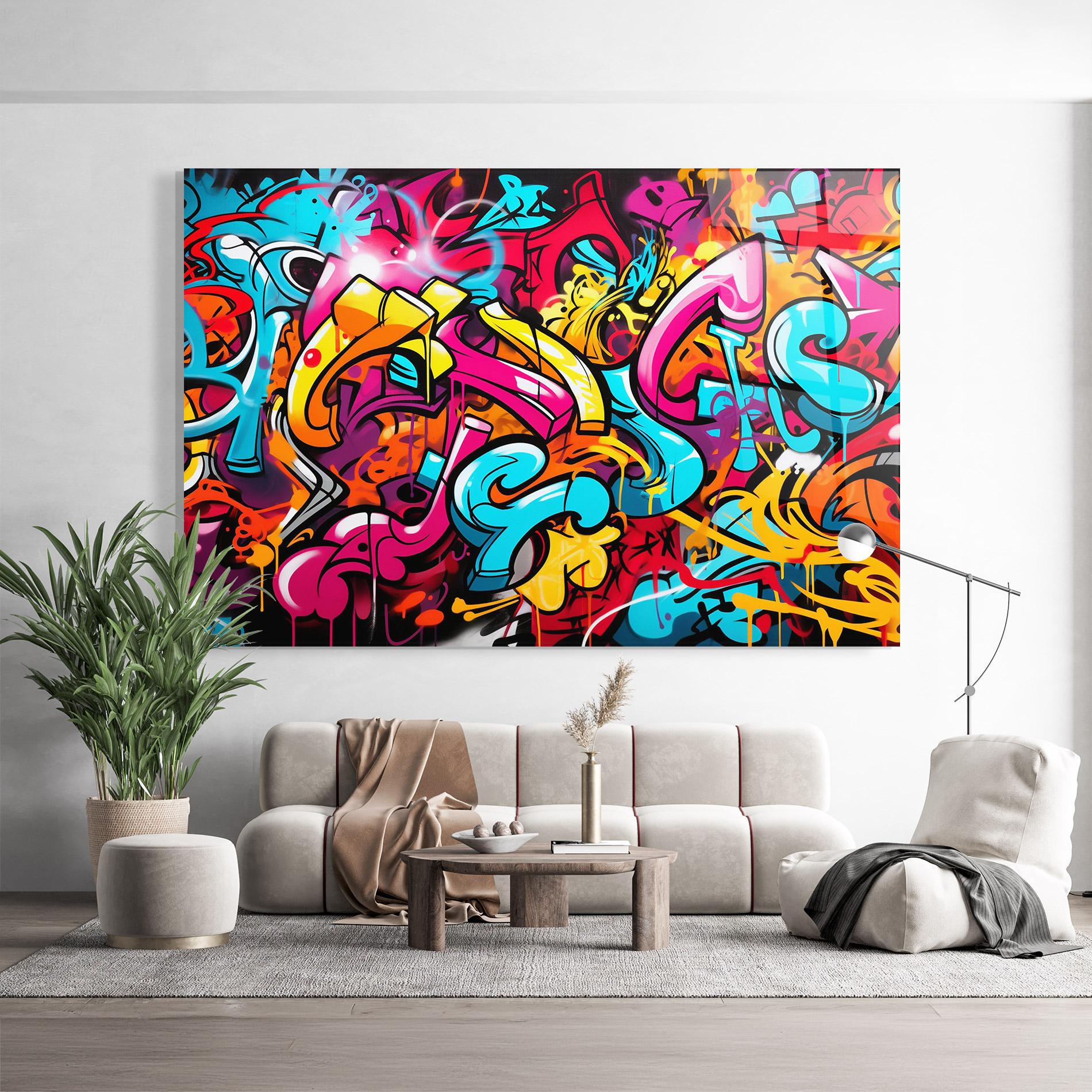 Glasbild Abstract Graffiti mockup 9
