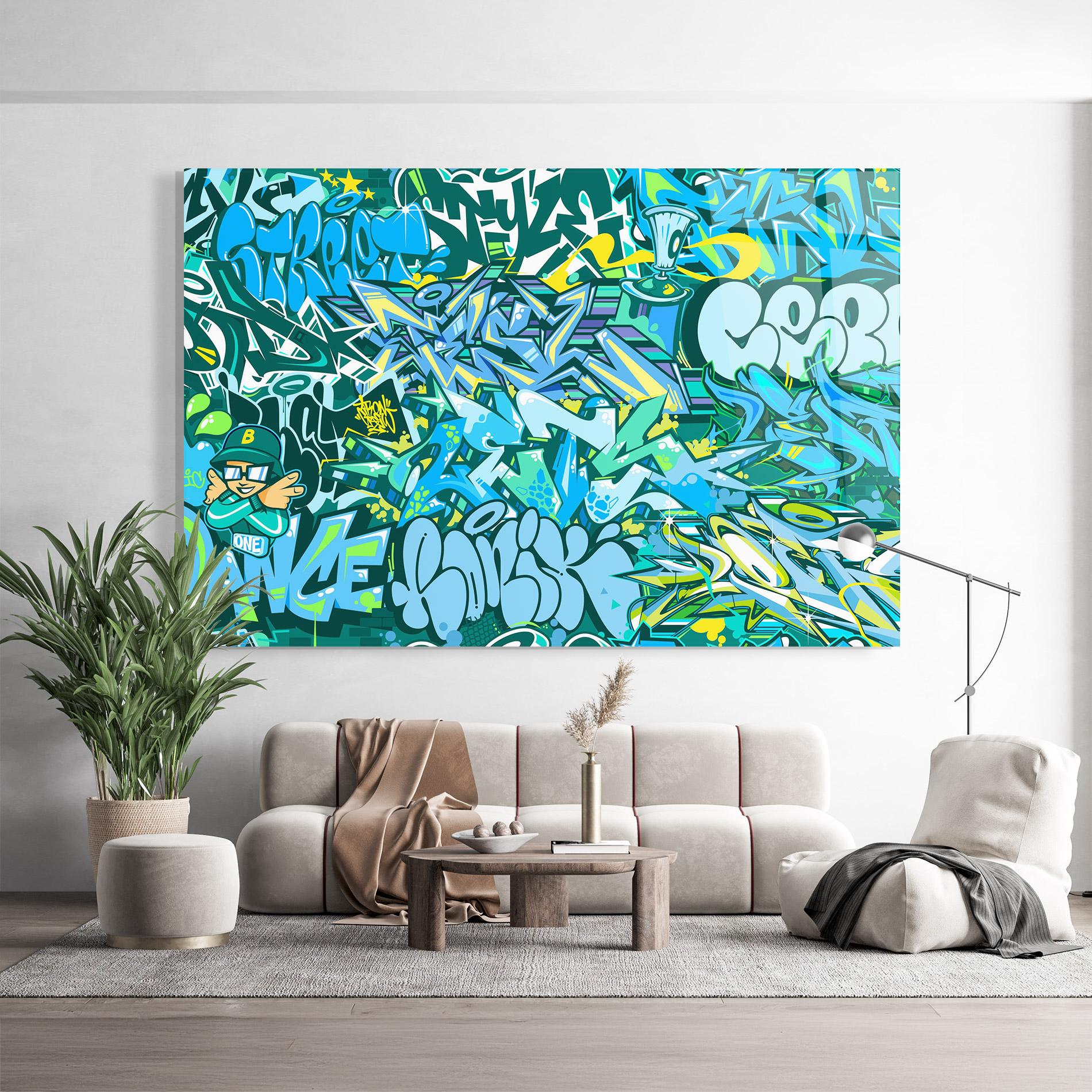 Glasbild Be One Graffiti mockup 9