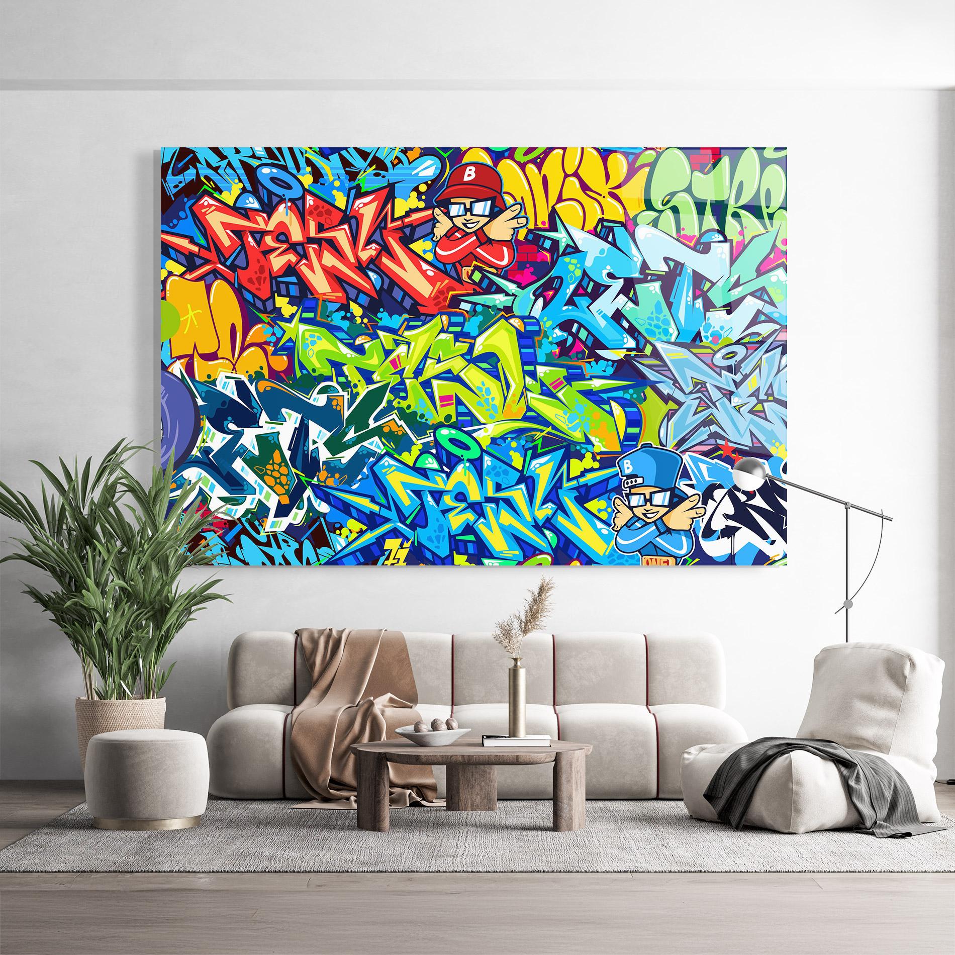 Glasbild Colorful Graffiti mockup 9