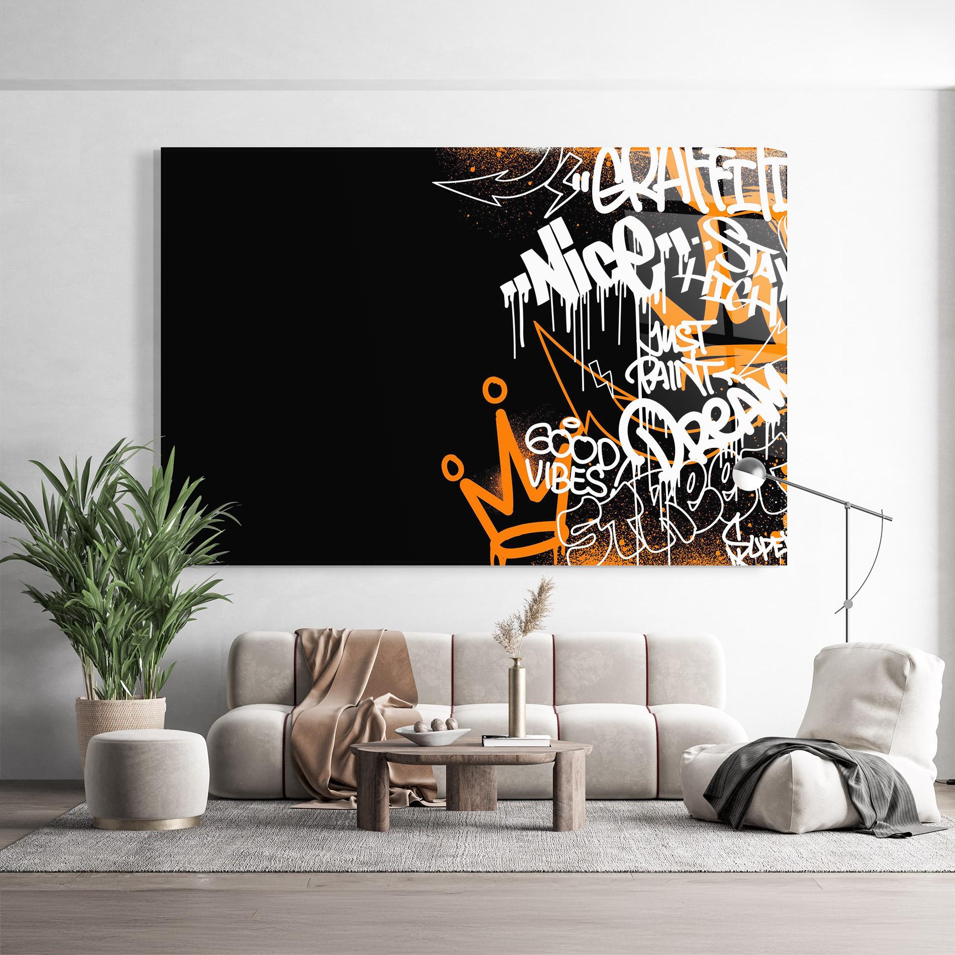 Glasbild Good Vibes Graffiti mockup 9