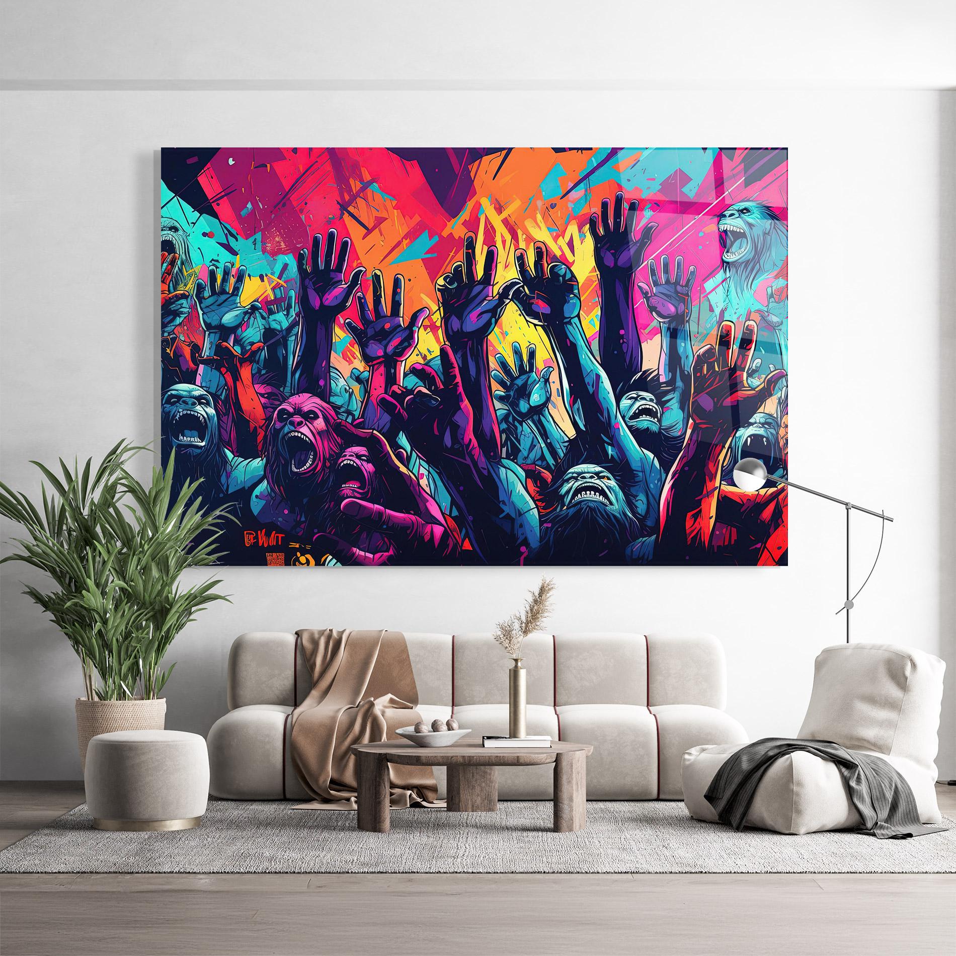 Glasbild Graffiti Animals mockup 9