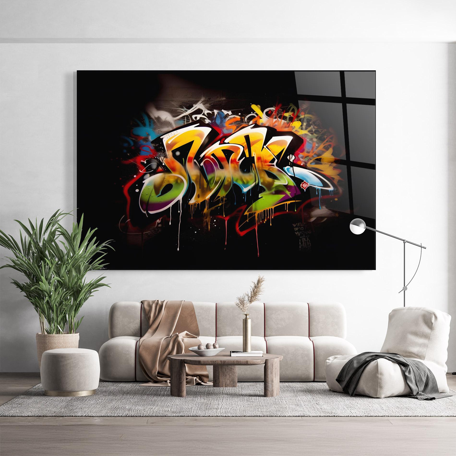 Glasbild Graffiti Style Wall mockup 9