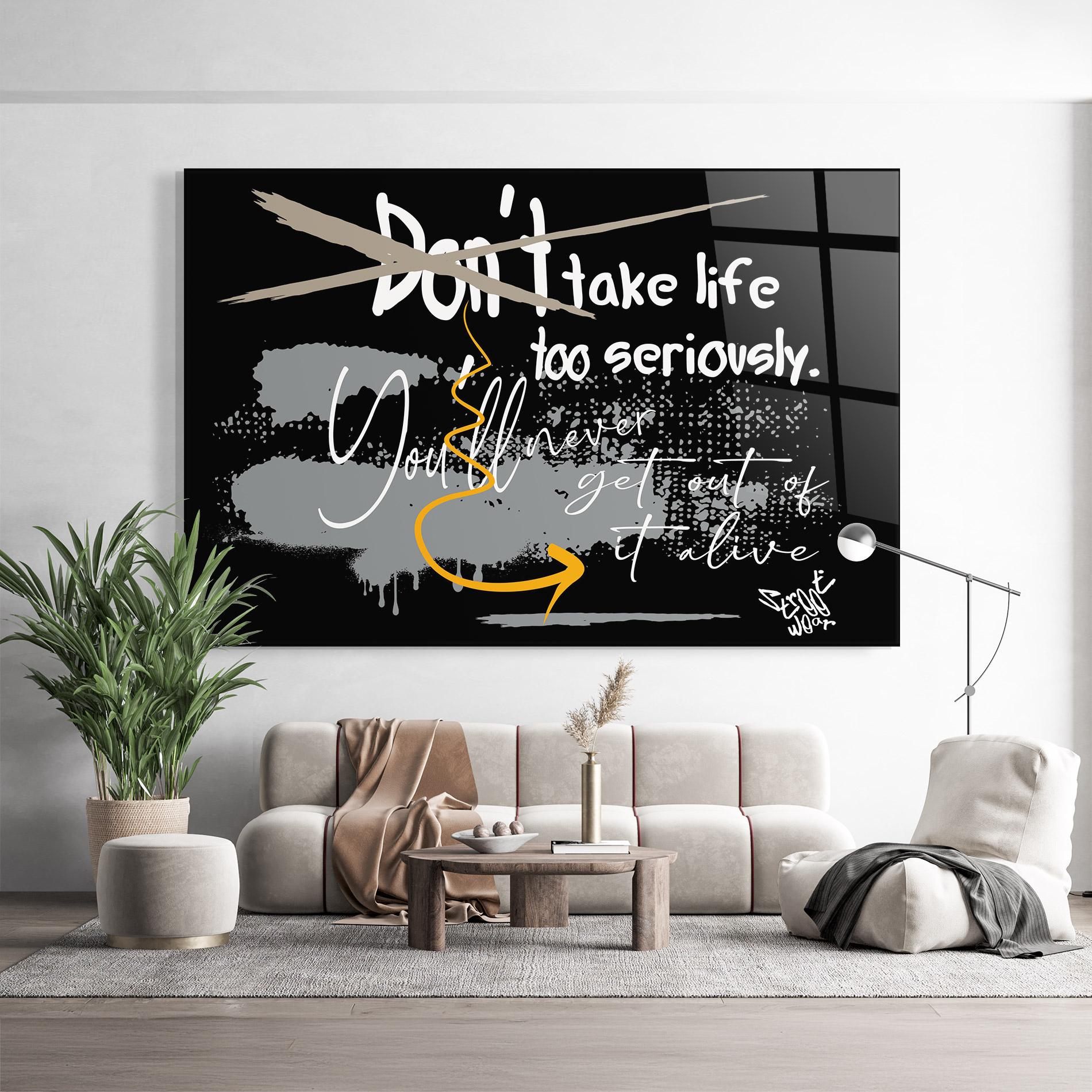 Glasbild Grey Orange Graffiti mockup 9