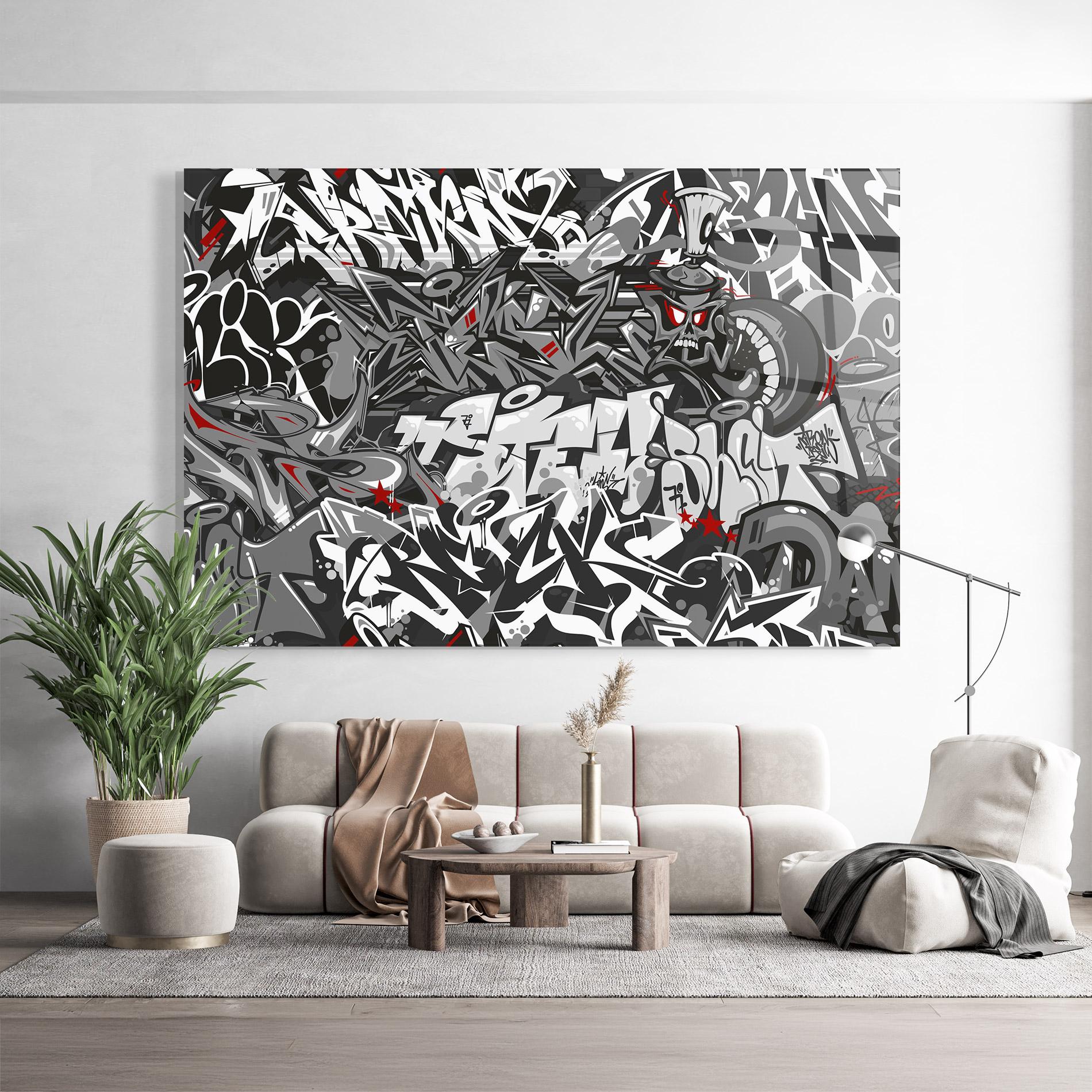 Glasbild Skull Graffiti mockup 9