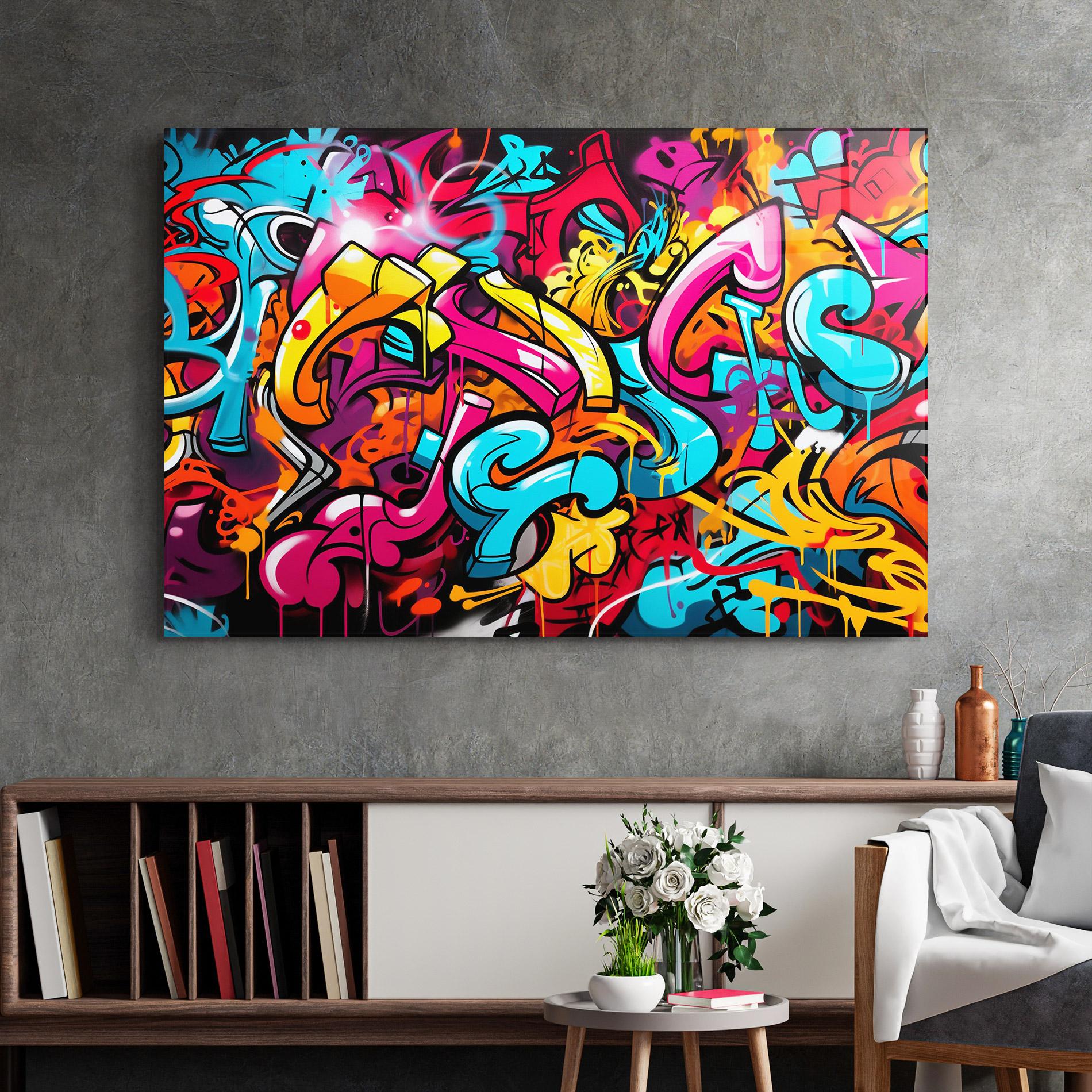 Glasbild Abstract Graffiti mockup 2