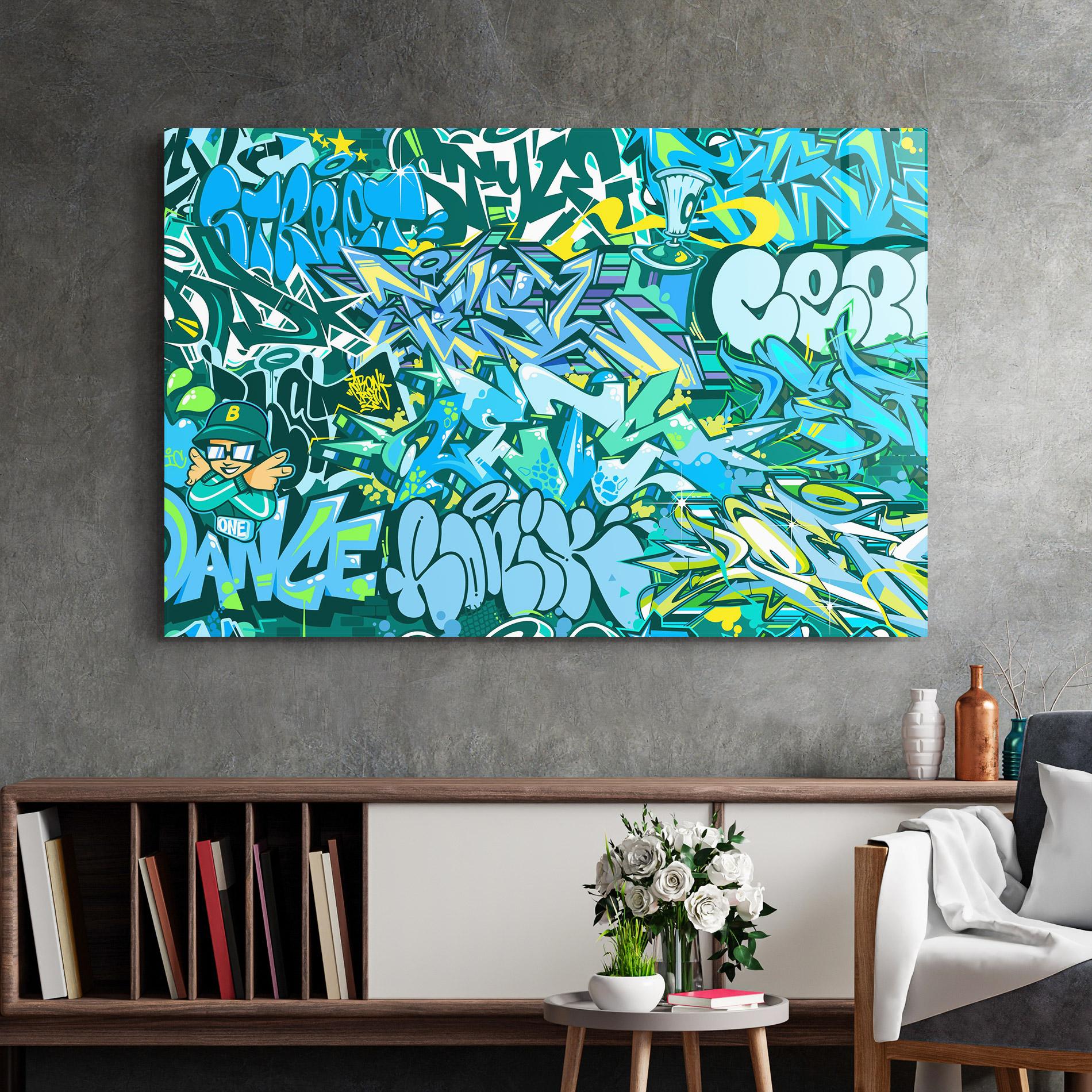 Glasbild Be One Graffiti mockup 2