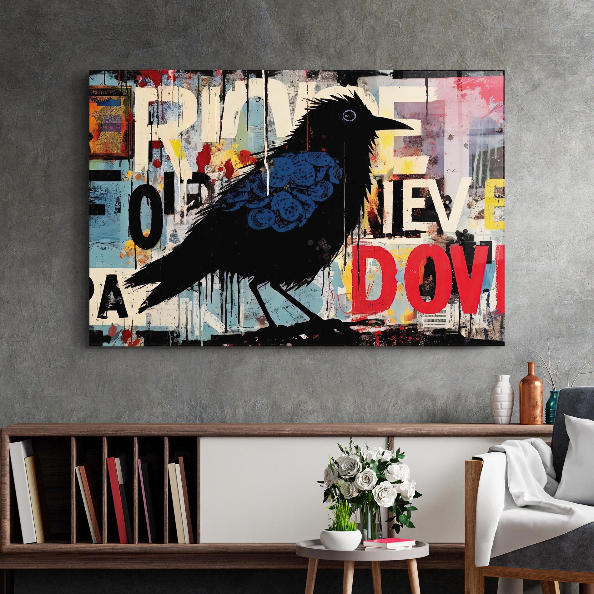 Glasbild Bird Old Doodle mockup 2