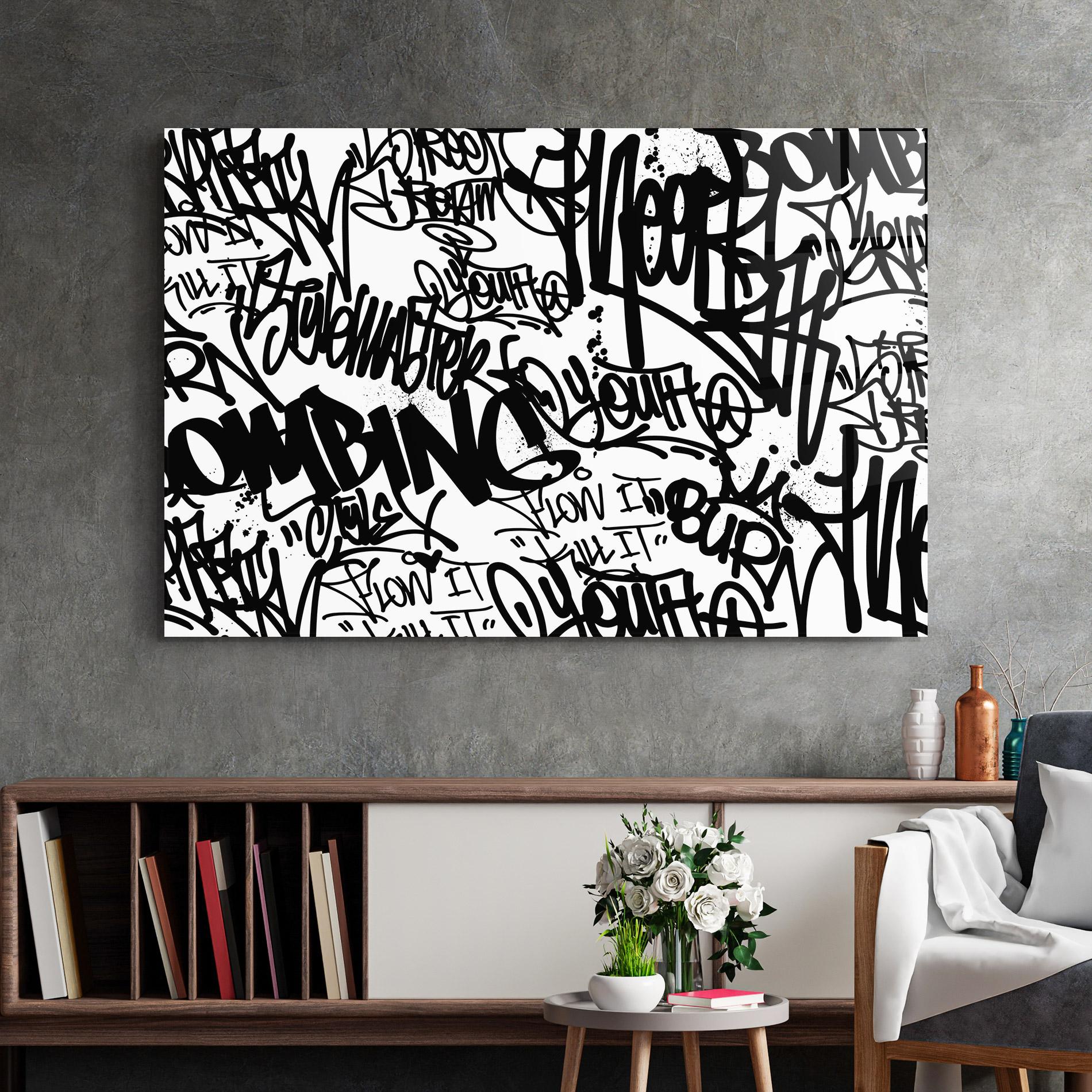 Glasbild Black Tags mockup 2