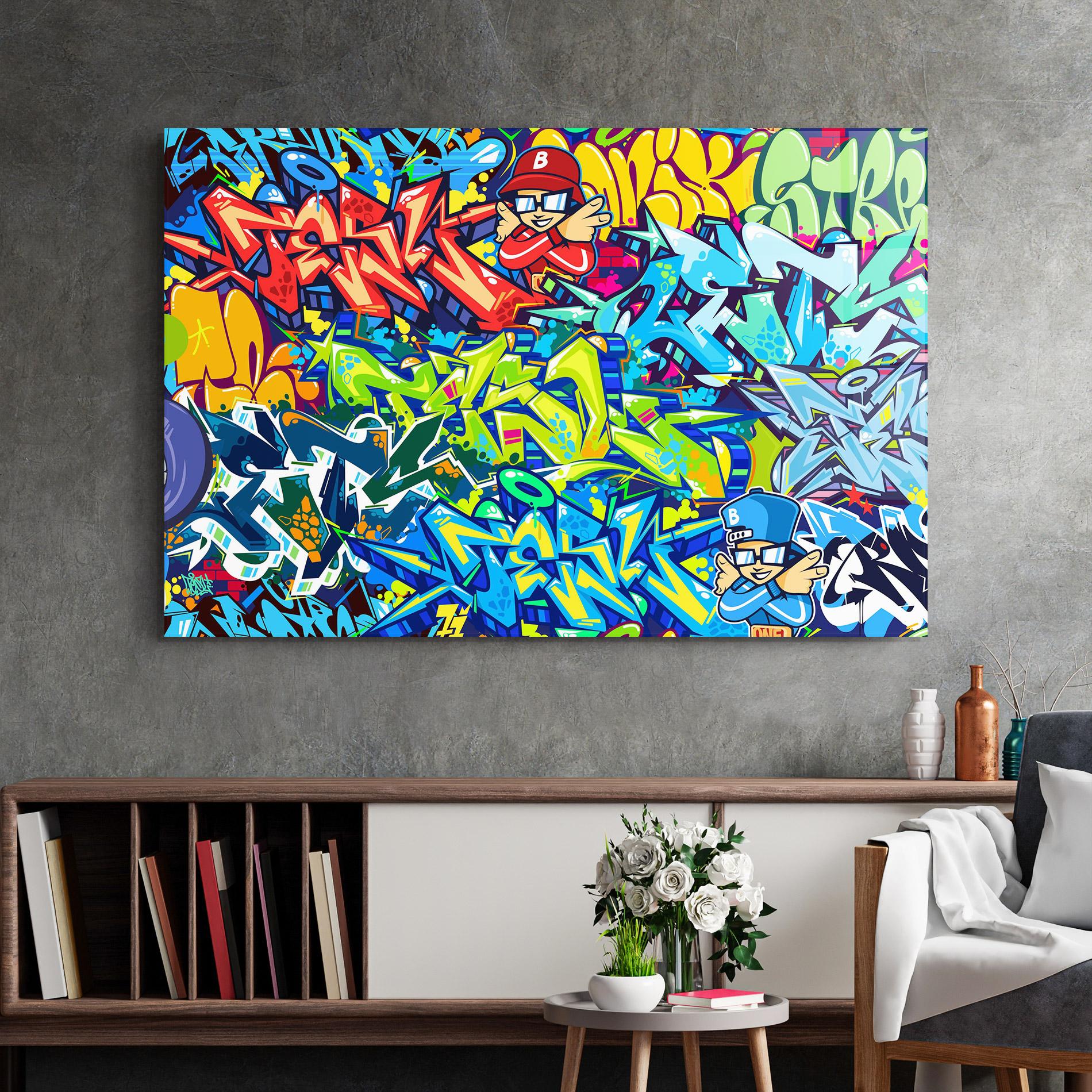 Glasbild Colorful Graffiti mockup 2
