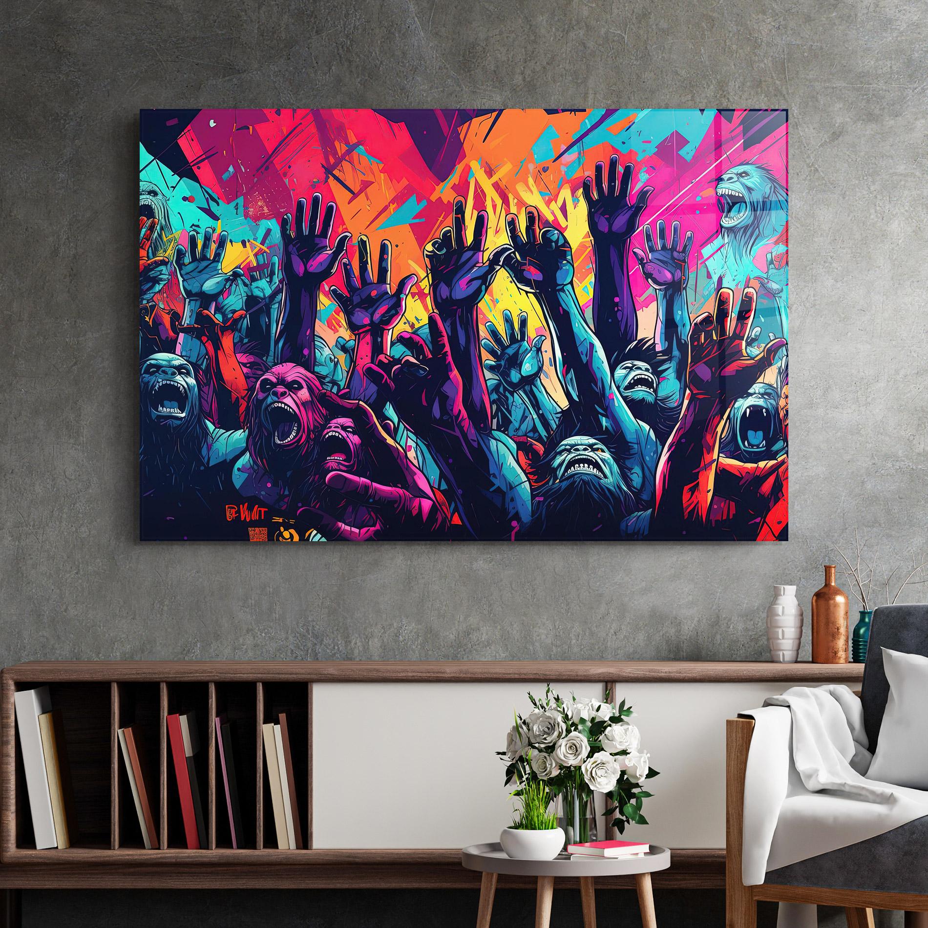 Glasbild Graffiti Animals mockup 2