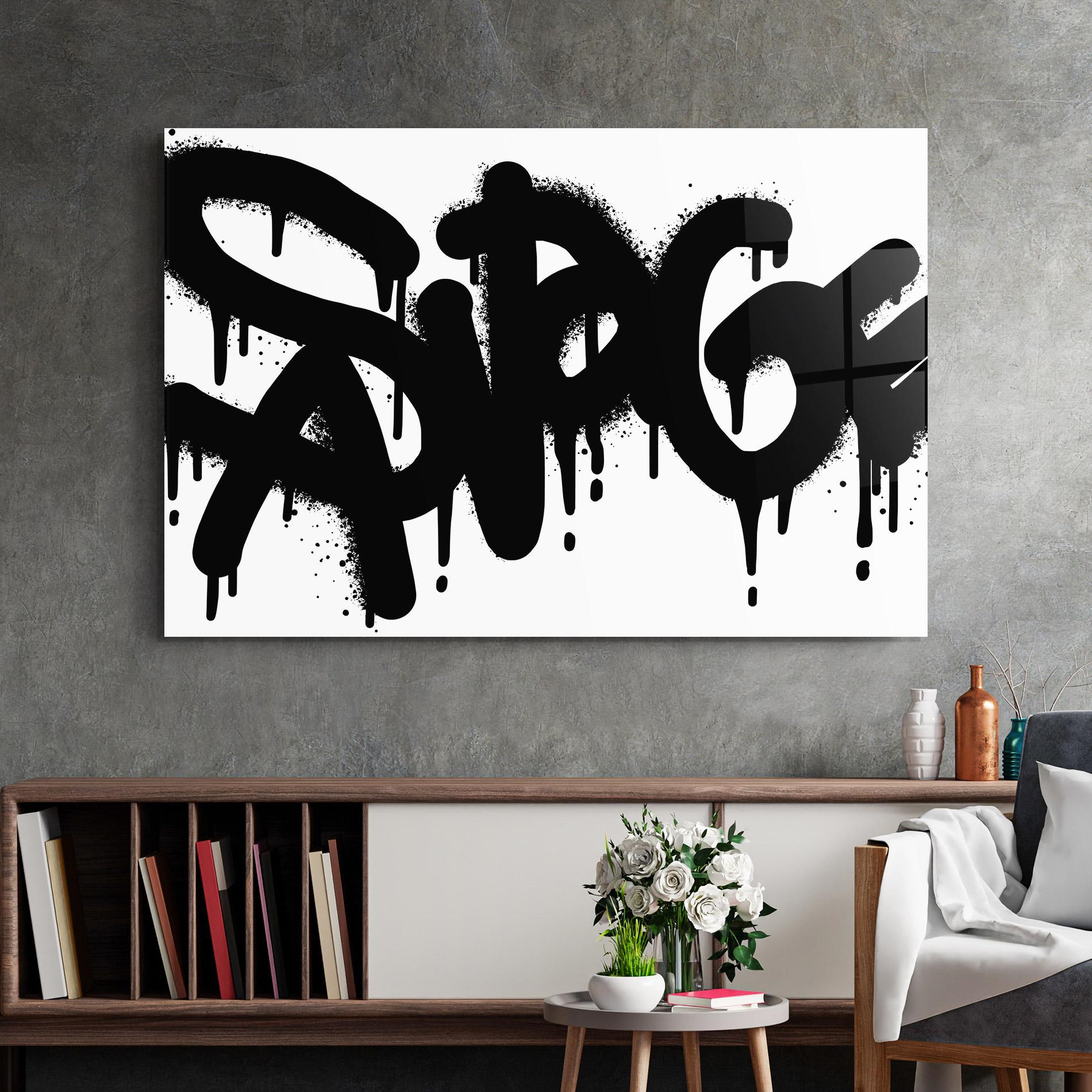 Glasbild Graffiti Savage mockup 2