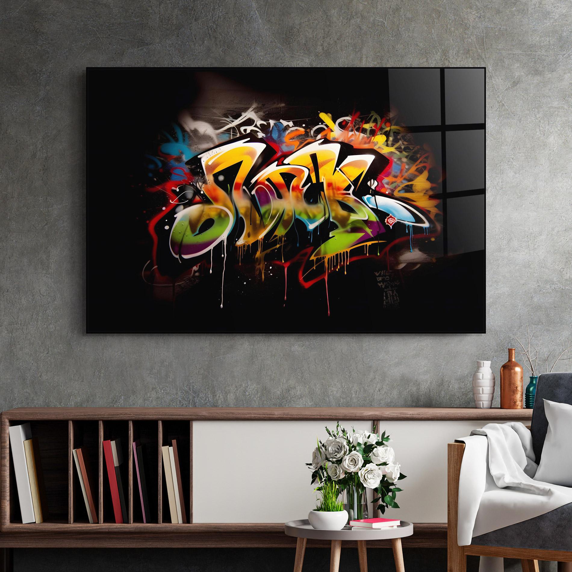Glasbild Graffiti Style Wall mockup 2