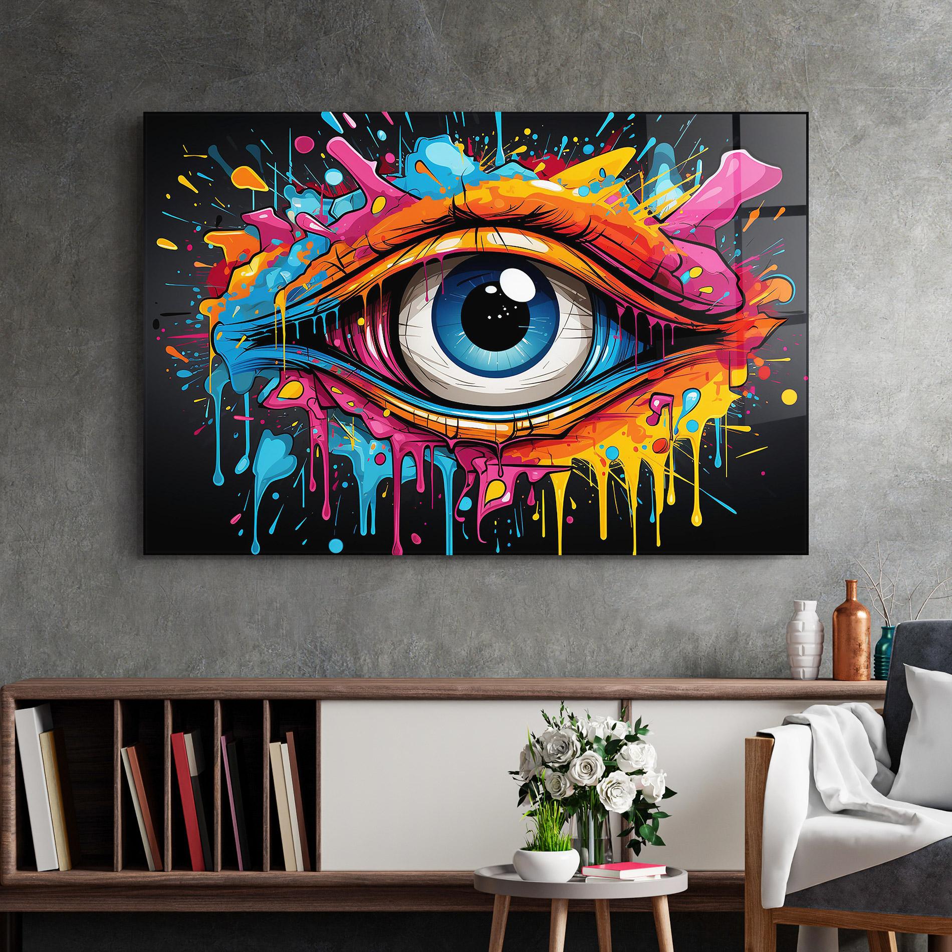 Glasbild Graffitistyle Eye mockup 2