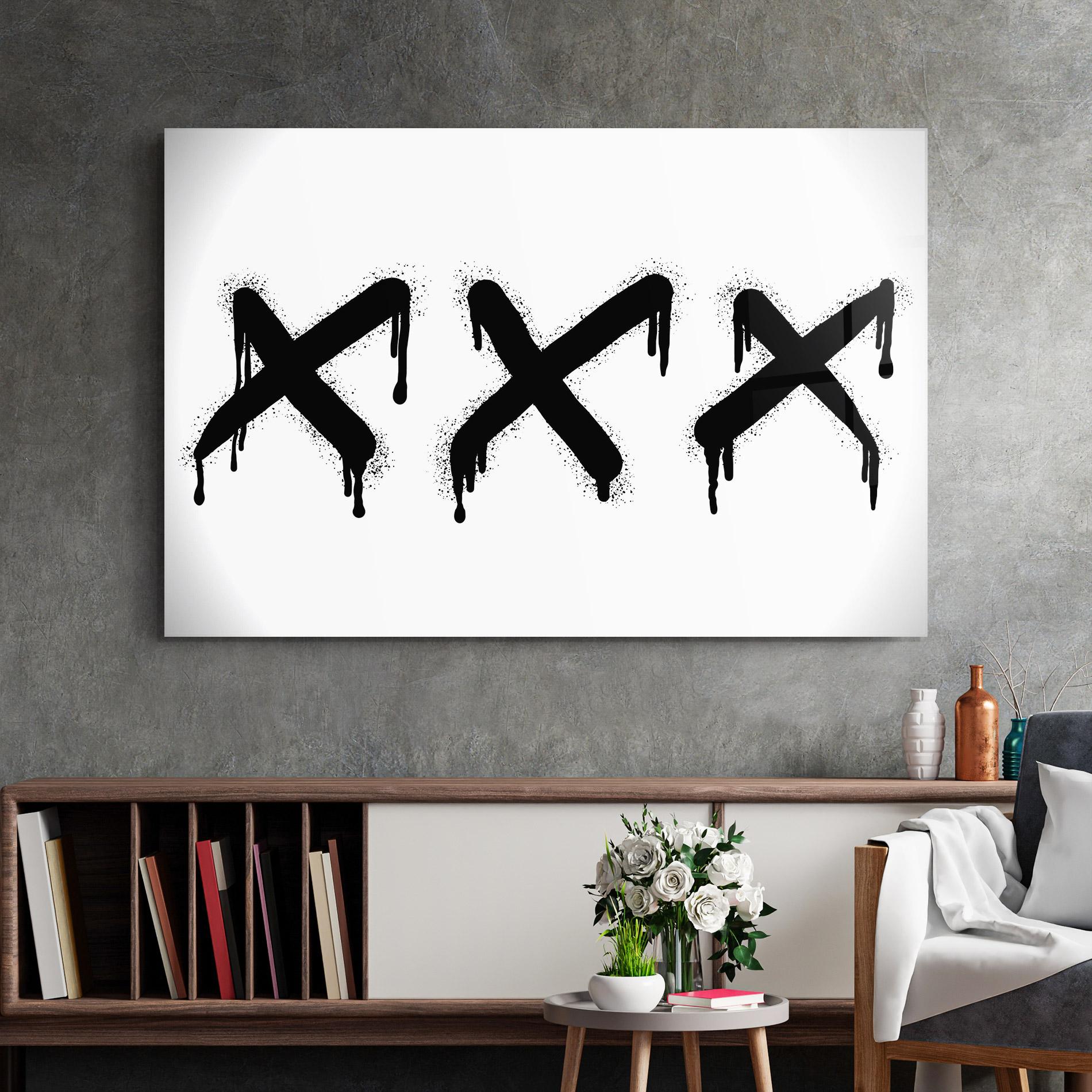 Glasbild Grafiti X Spray mockup 2