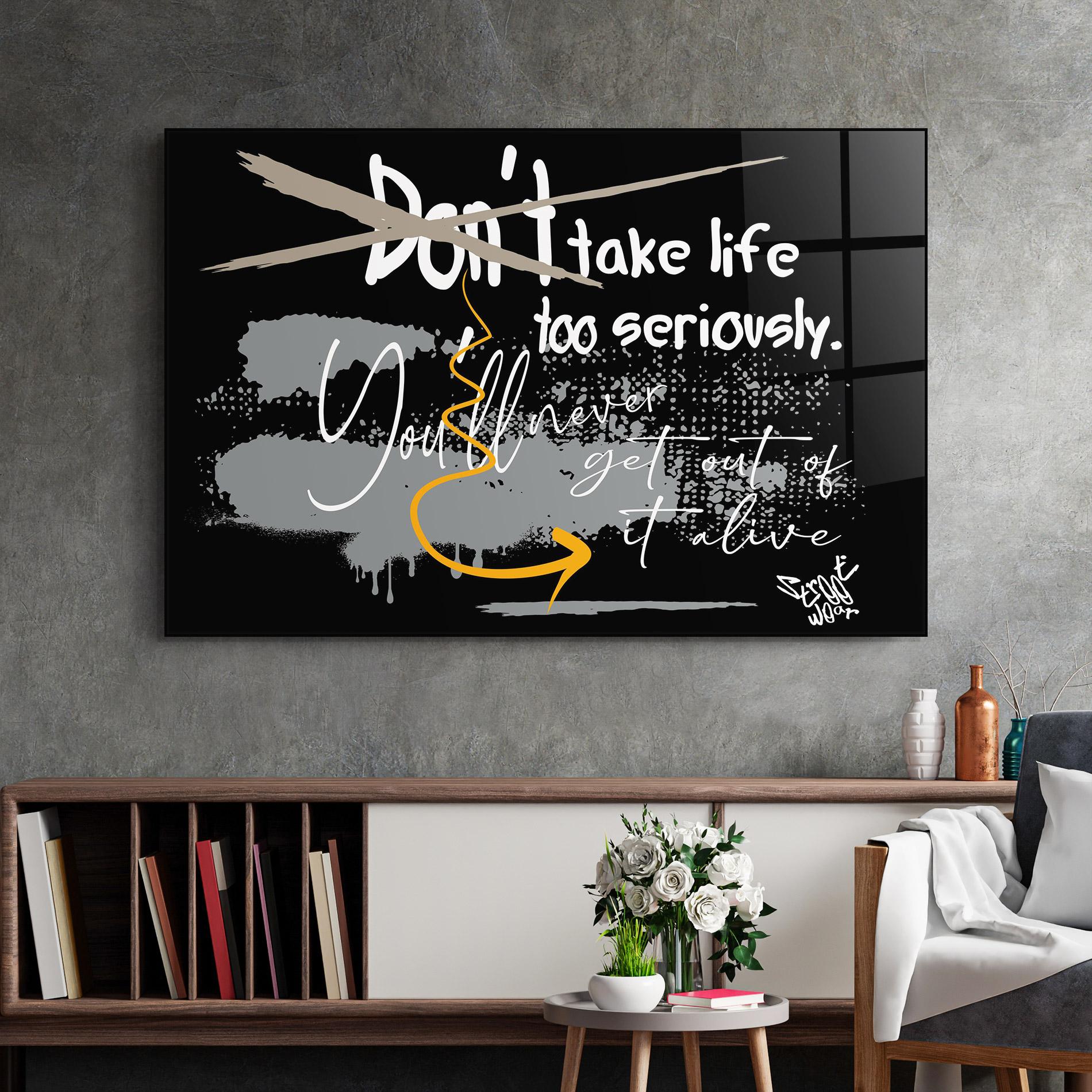 Glasbild Grey Orange Graffiti mockup 2