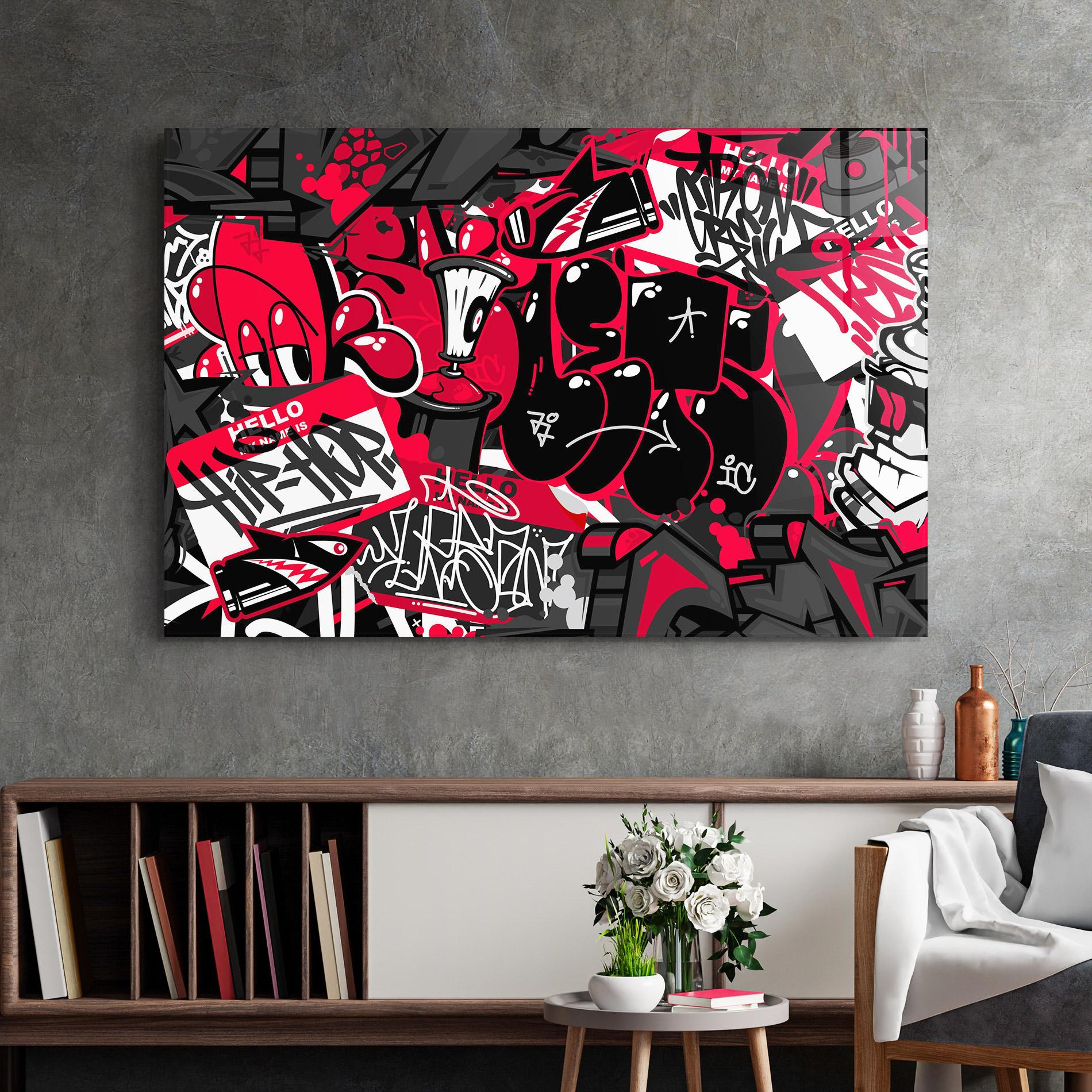 Glasbild Hip Hop Graffiti mockup 2