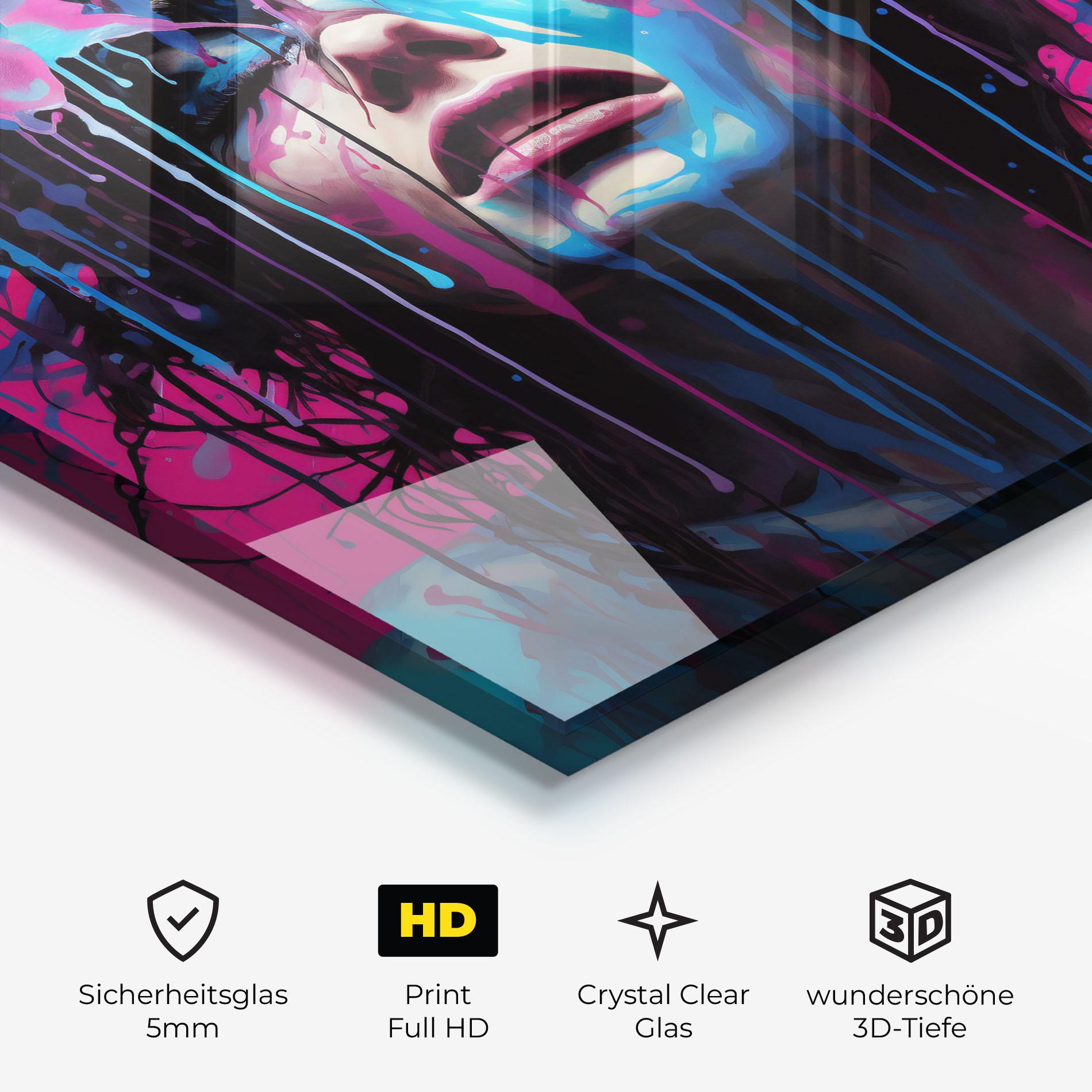 Glasbild Blue Pink Woman mockup 3